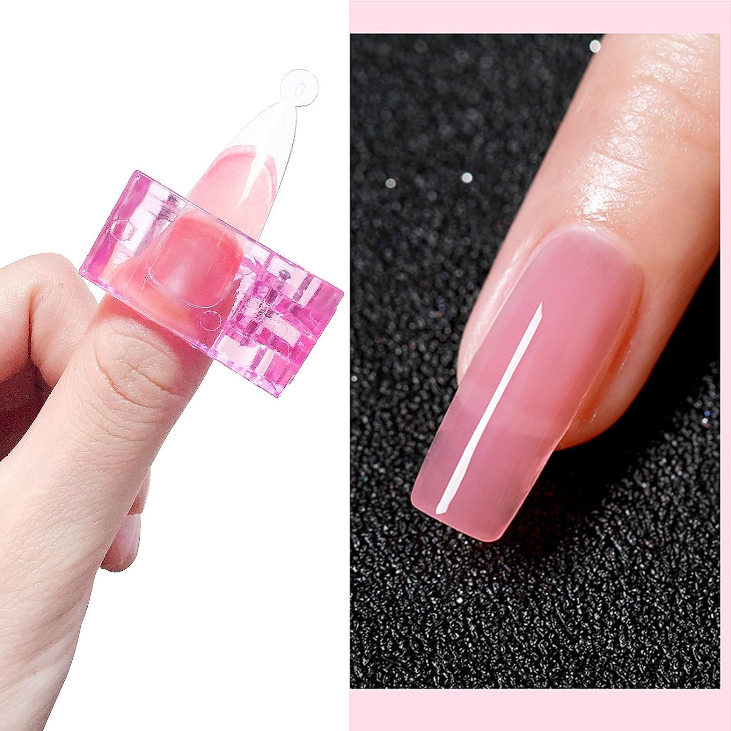 10PCS Transparent Nail Clips for Gel Nail Extension - UV LED Builder DIY Manicure Set (Pink) | Perfect for Salon, Home Use & Professional Nail Art
