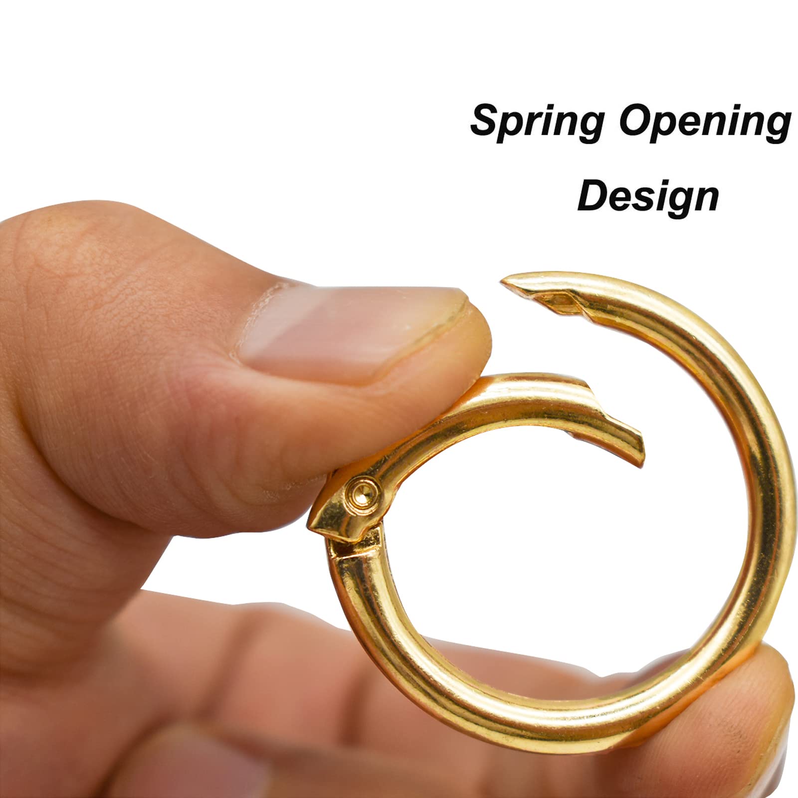 40-Piece Zinc Alloy Spring Clip O-Ring Set - 4 Sizes (0.8, 0.98, 1.1, 1.3 Inch) Gold Round Carabiner Snap Hook Key Rings - Perfect for Handbags, Dog Leashes, DIY Crafts & Outdoor Gear Accessories
