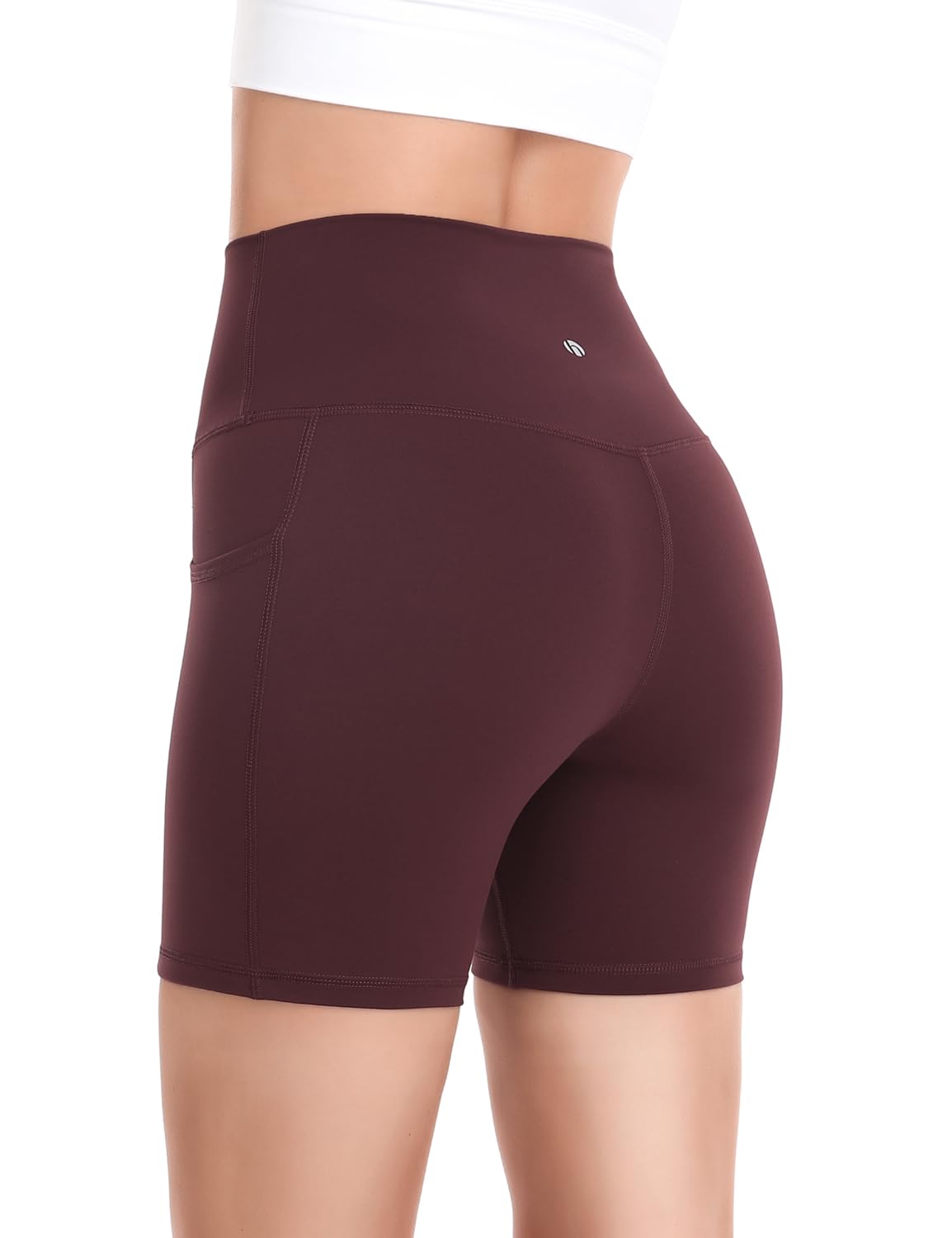 HeyNuts Women's High Waist Compression Yoga Shorts with Side Pockets - 4