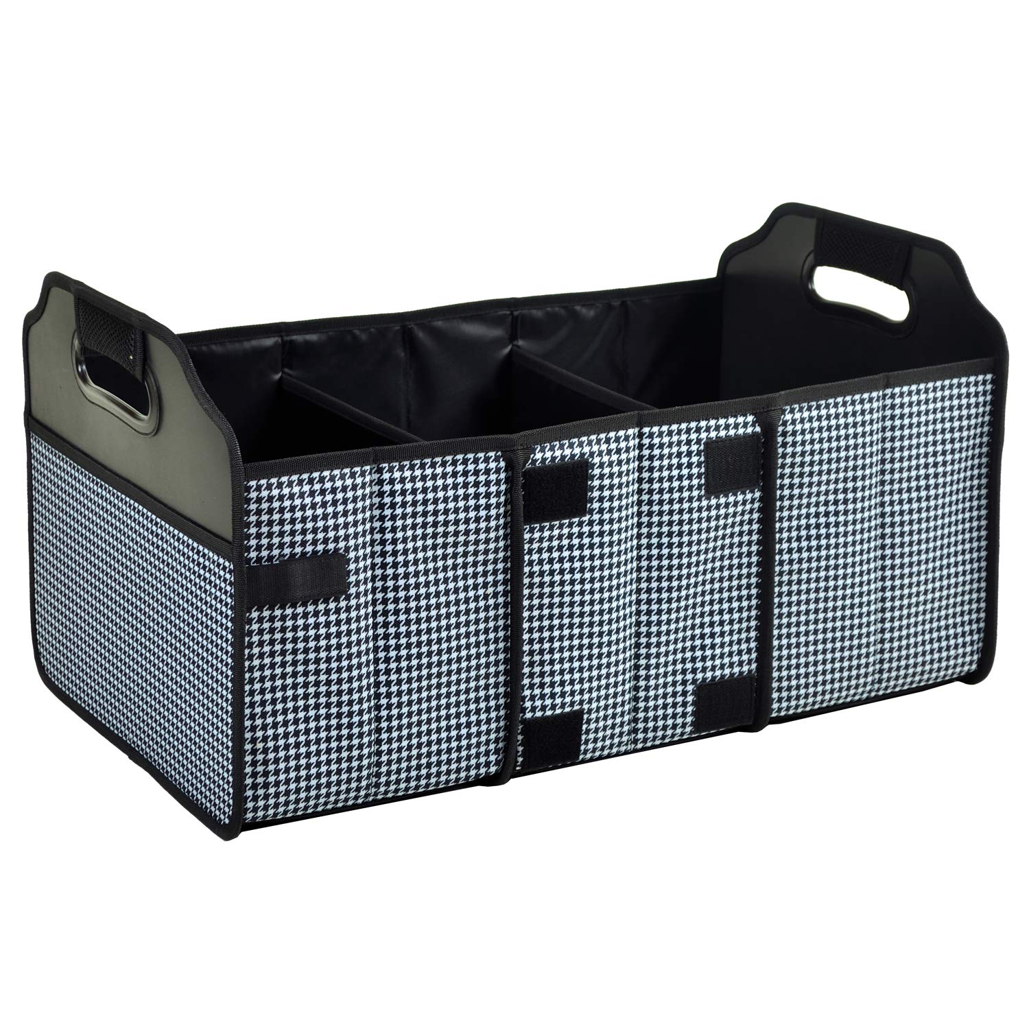 Houndstooth Trunk Organizer & Picnic Bag Set - Durable Car Storage & Outdoor Picnic Basket for Camping, Travel, and Road Trips