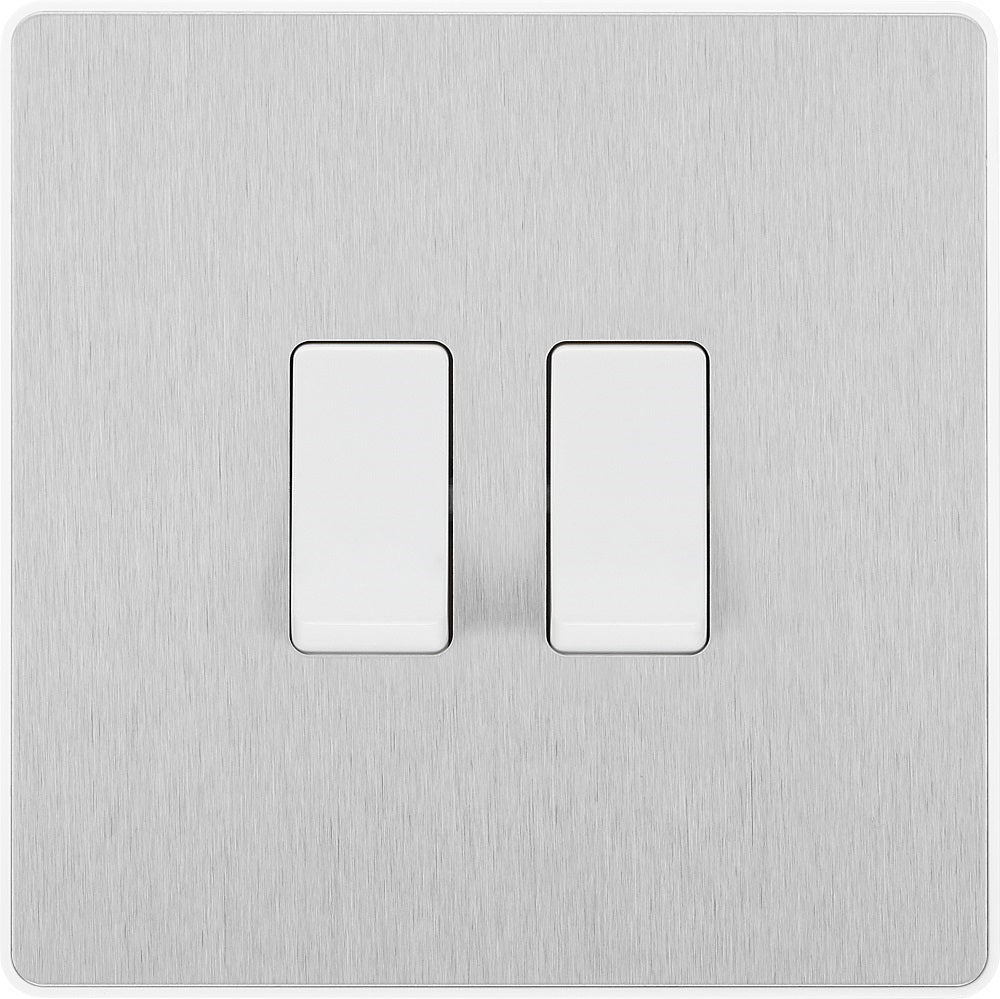 BG Evolve Brushed Steel 2G Intermediate Light Switch - Modern Electrical Switch for Home & Office Lighting Control | Perfect for Bedrooms, Hallways, and Staircases