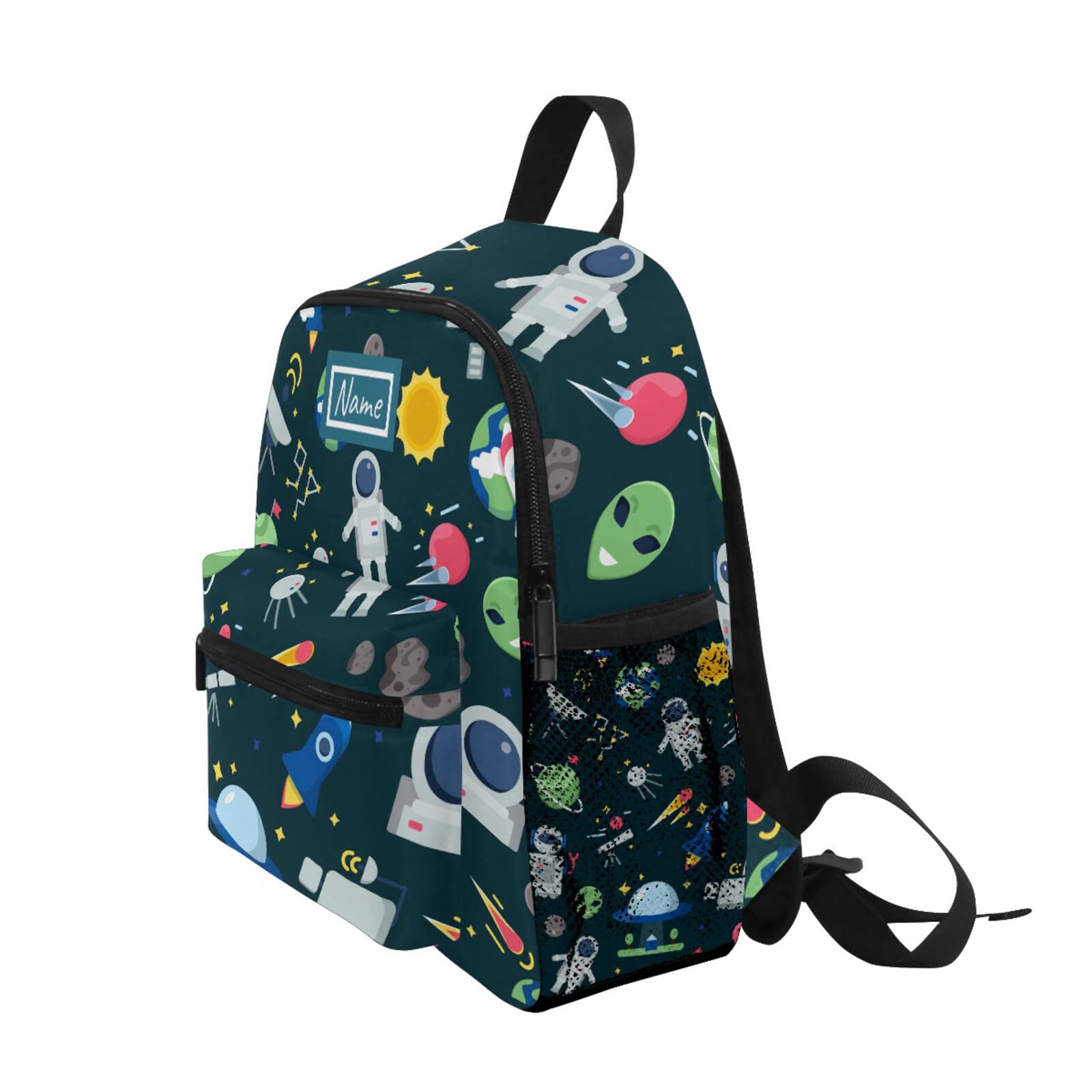 Custom Personalized Kids Backpack with Name - Cartoon Space Astronaut & Planets Design - School Bag for Boys & Girls - Perfect for Daycare, Kindergarten, Preschool & Travel - Cute Nursery School Backpack for Toddlers (Great for School, Outdoor Adventures & Daily Use)