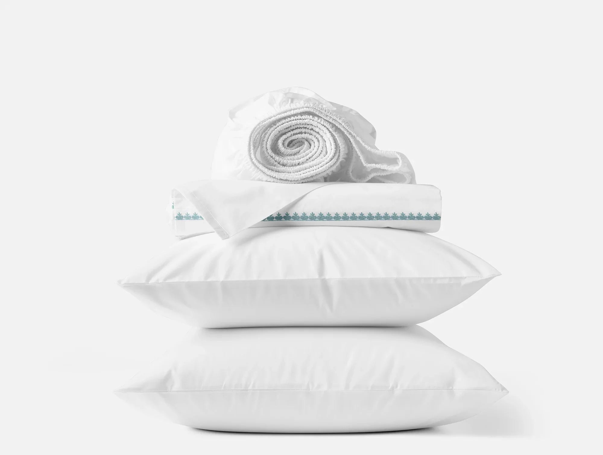 Premium Organic Percale Sheet Set with Elegant Floret Embroidery - Ultra Soft & Breathable Bedding for Luxury Hotels & Master Bedrooms