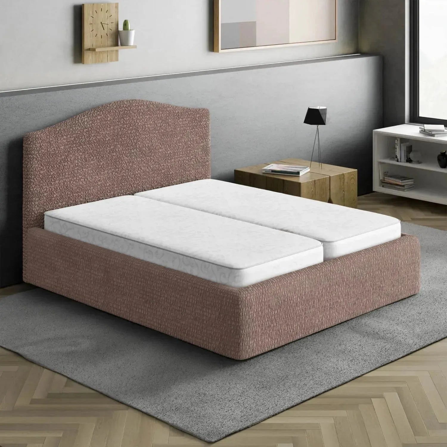 Full/Queen Size Bed Headboard & Frame Slipcover - Microfiber Collection | Elegant Bedroom Upgrade for Home Decor