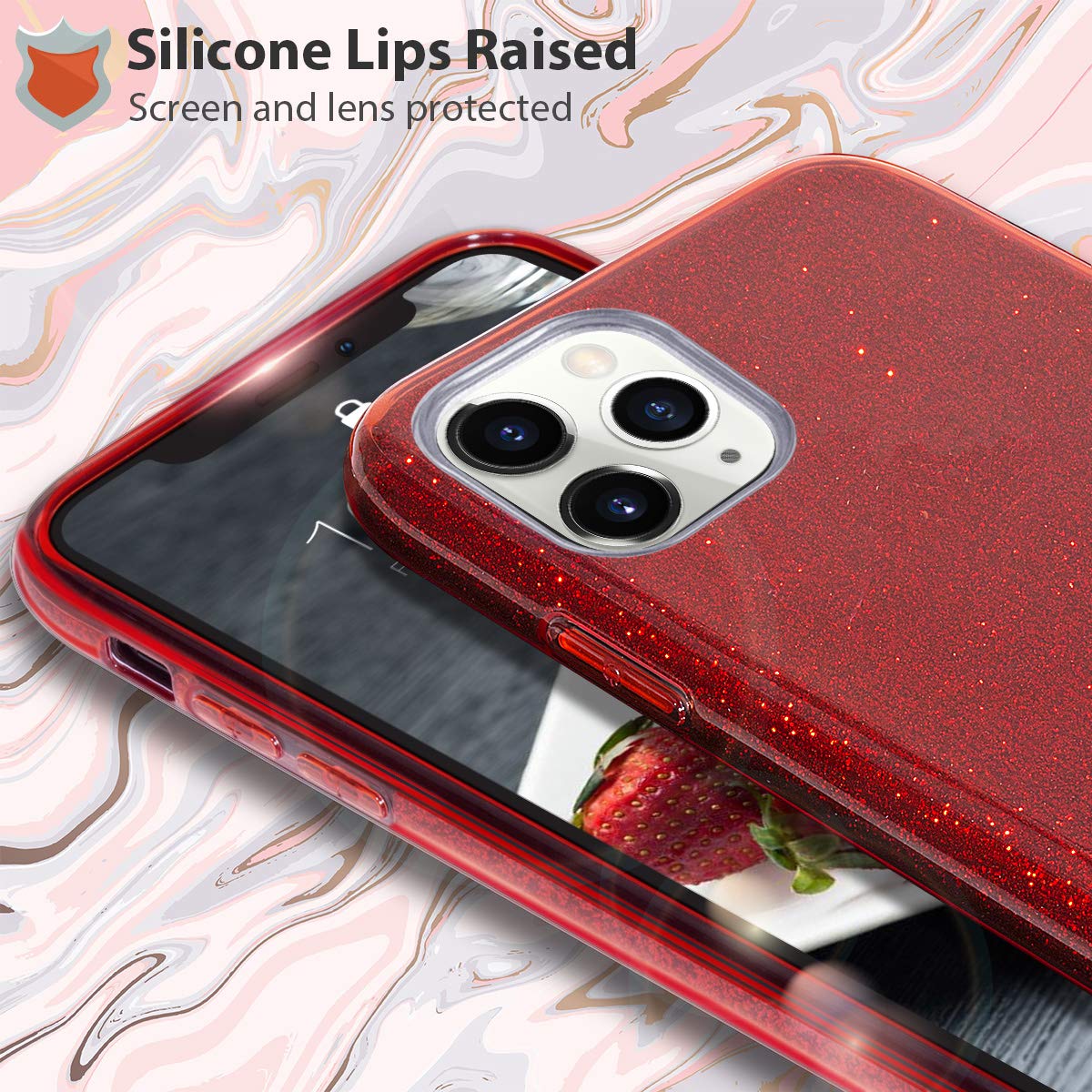 MATEPROX iPhone 11 Pro Max Case 6.5 inch - Sparkle Bling Protective Cover for Women & Girls, Christmas Gift, Red | Perfect for Daily Use, Parties & Holiday Gifting