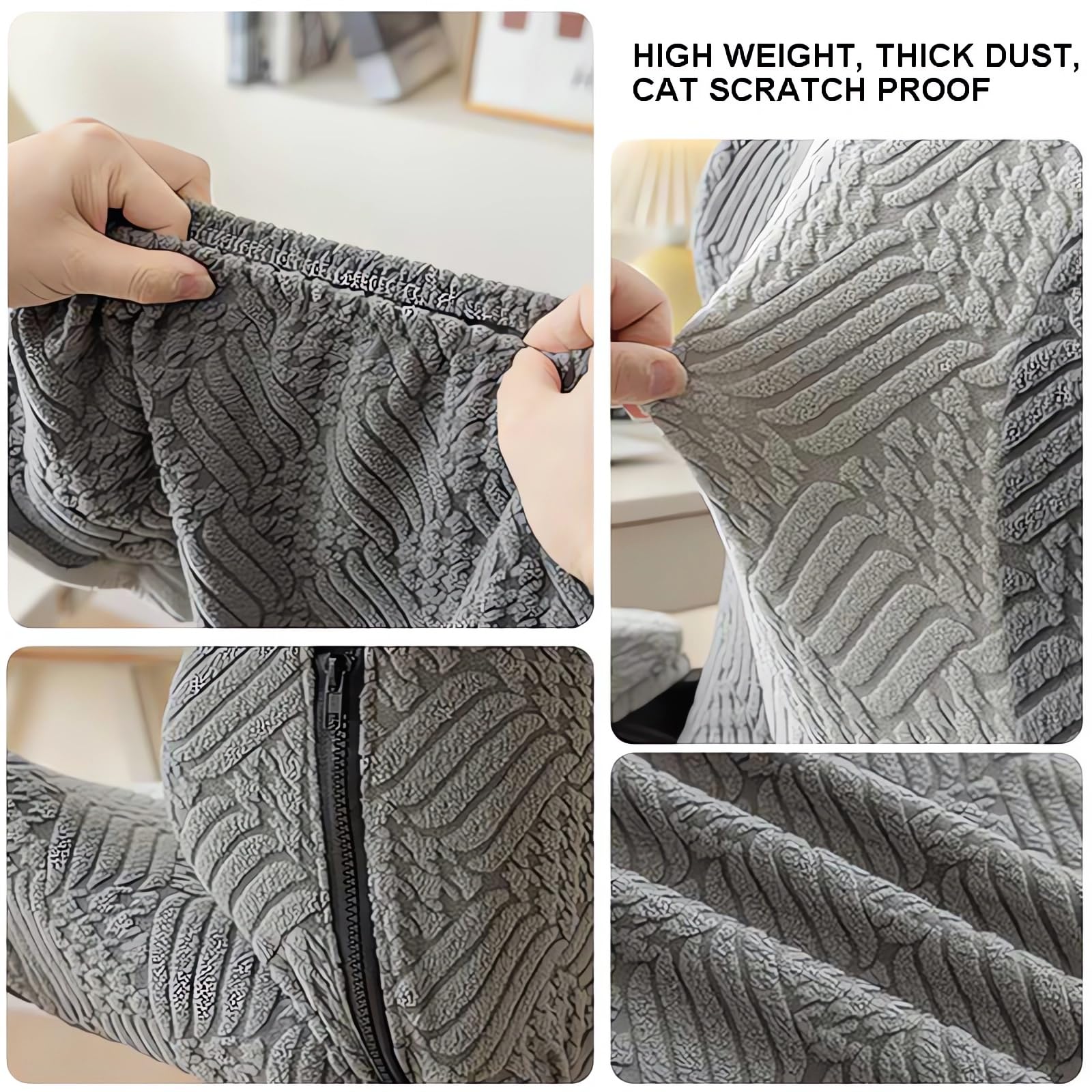 Stretchable Gaming Chair Cover with Armrest Covers - Universal Fit for Office & Computer Chairs - Breathable Seat Slipcover in Gray - Perfect for Home Office, Gaming Setup & Workspace Protection