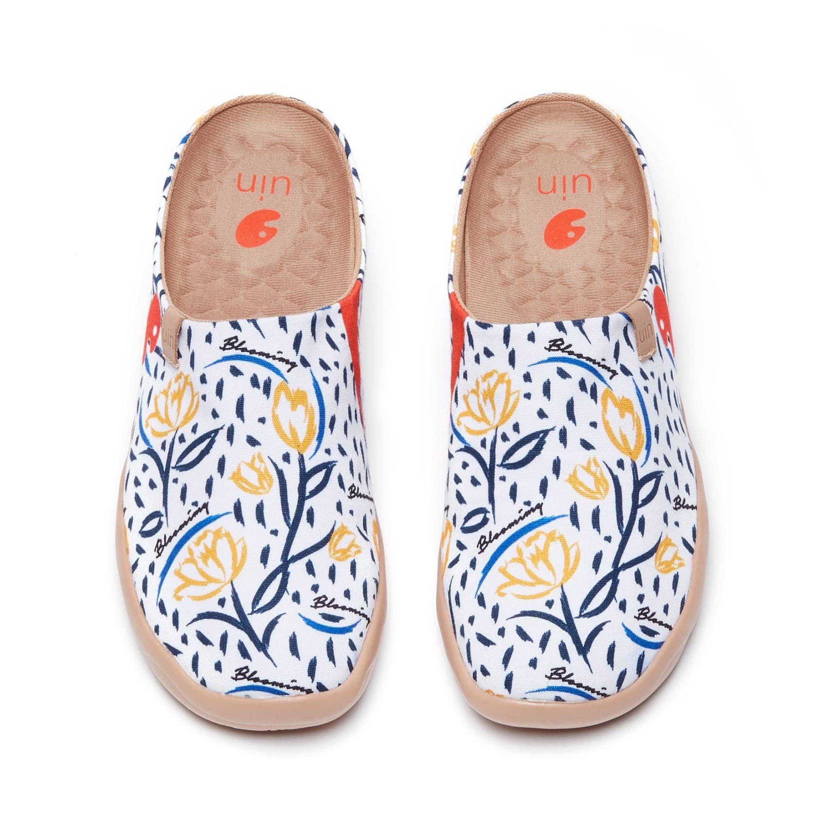 UIN Women's Fashion Mules - Comfortable Slip-On Loafers with Wide Toe & Artistic Paint Design - Perfect for Travel, Casual Wear & Home Slippers
