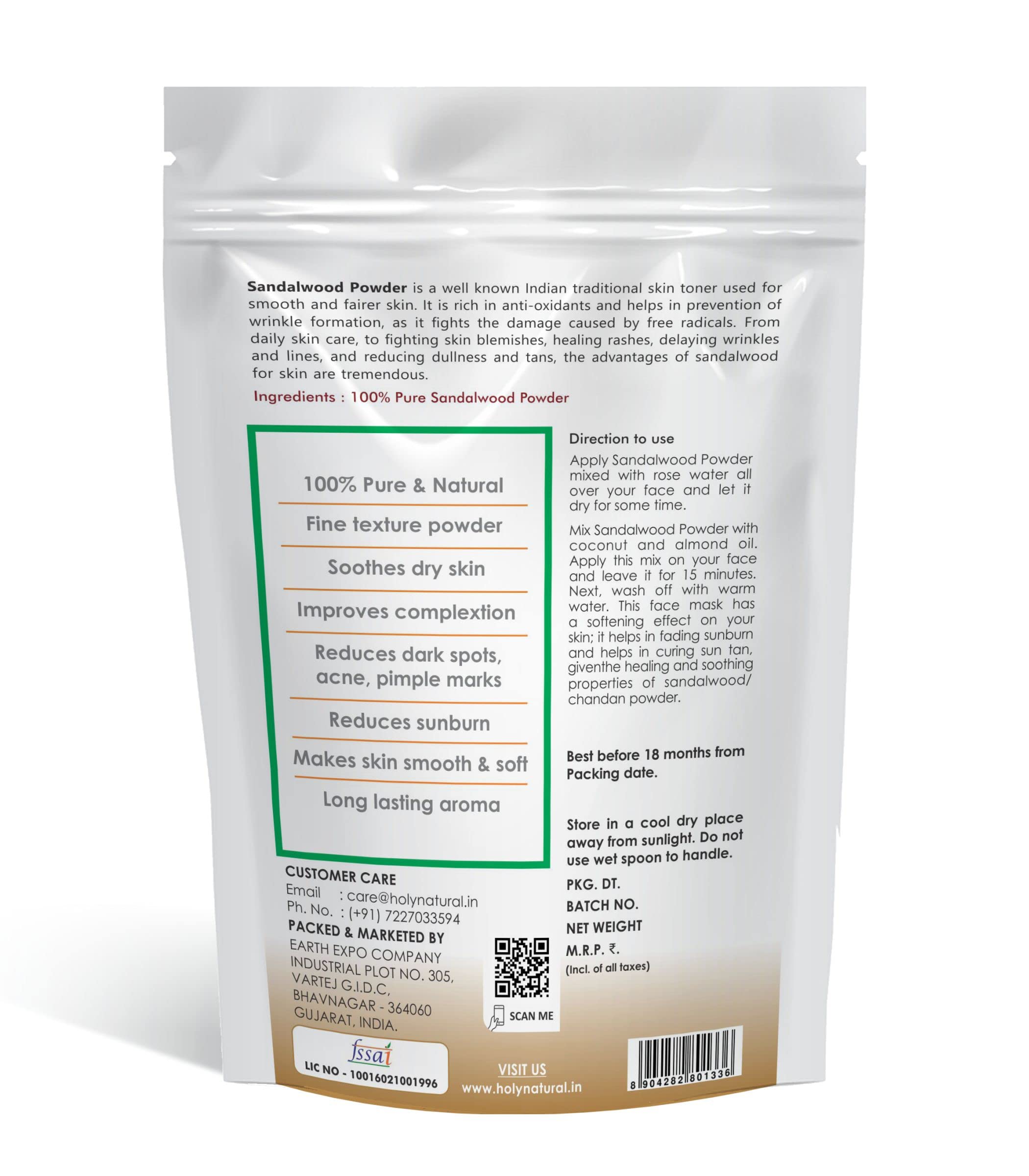 Pure Holy Natural Sandalwood Powder for Face & Skin Care - 50g | Ayurvedic Beauty Treatment, DIY Face Masks & Aromatherapy