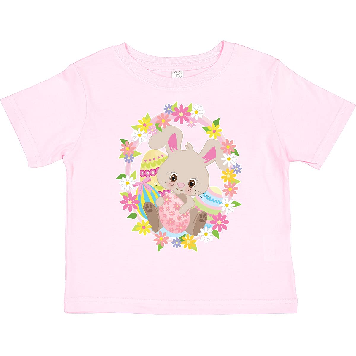 Easter Bunny Toddler T-Shirt with Flowers & Eggs for Easter Outfits
