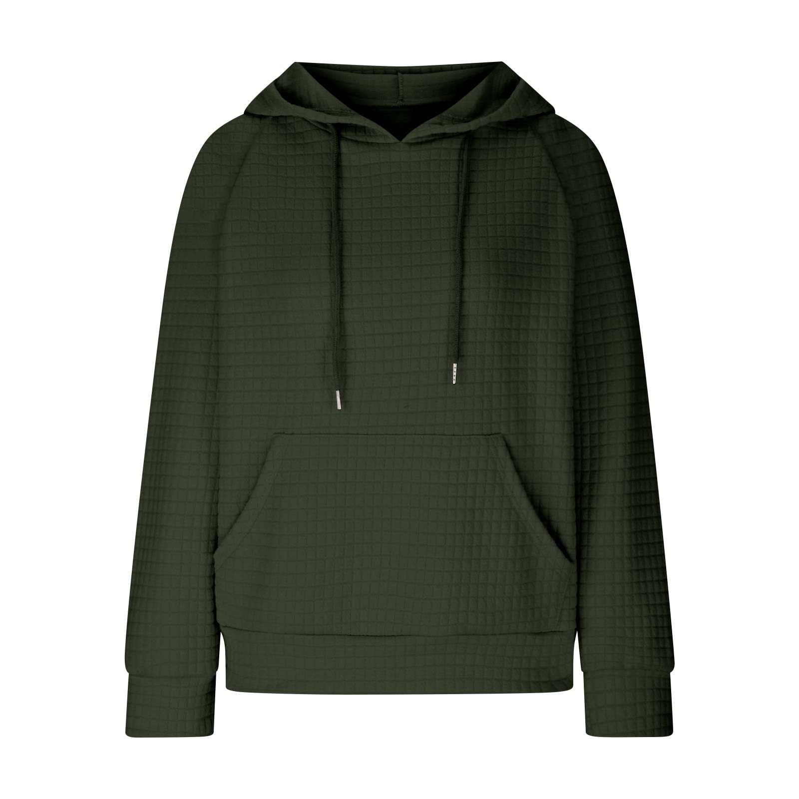 Women's Waffle Hoodie - Multicolor Comfortable Casual Pullover Sweatshirt with Pocket | Loose Fit Trendy Tops for Everyday Wear, Lounge & Outfits