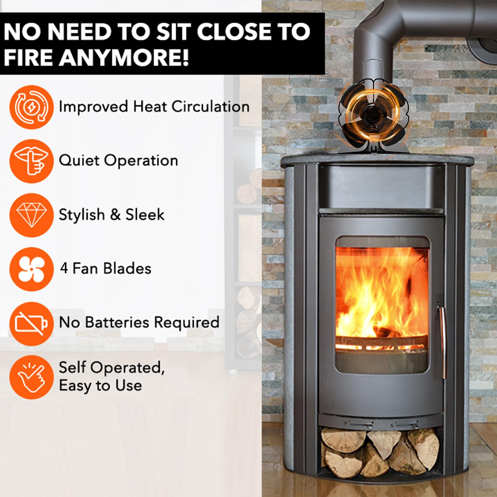 **Zagaro Wood Stove Fan - Silent, Non-Electric Heat Powered Fireplace Fan for Wood Burning Stoves & Heaters - Eco-Friendly & Quiet for Home, Cabin, RV & Outdoor Use**