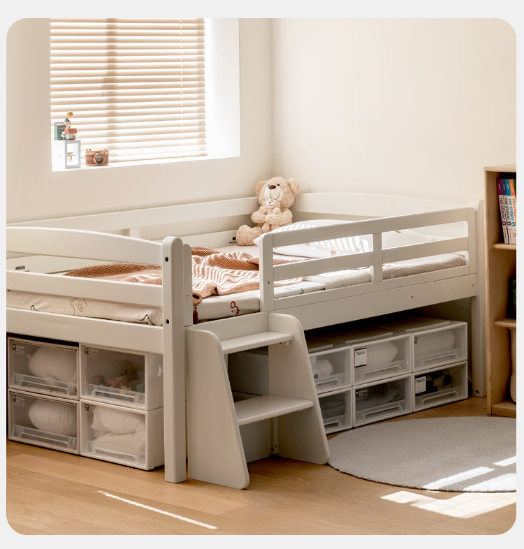 Solid Oak Wood Single Bed with Guardrail - Sturdy & Safe for Kids, Teens & Adults - Perfect for Bedrooms, Dorm Rooms & Guest Rooms