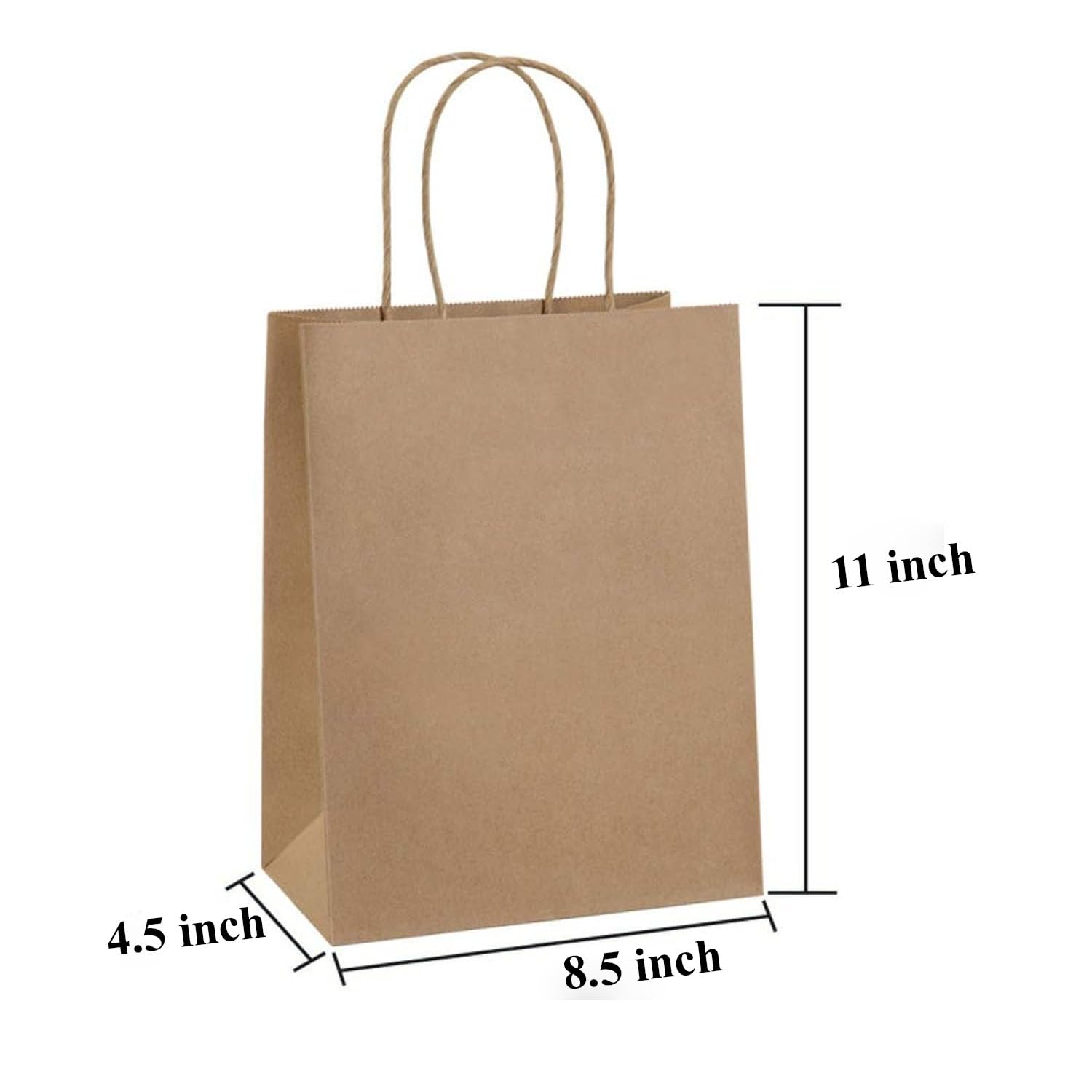 Premium Kraft Paper Gift Bags with Handles - 8.5x4.5x11 Inch Brown Wedding Favor Bags, Bulk Party & Retail Shopping Bags (Pack of 10) - Perfect for Bridal Showers, Birthday Gifts & Eco-Friendly Grocery Shopping