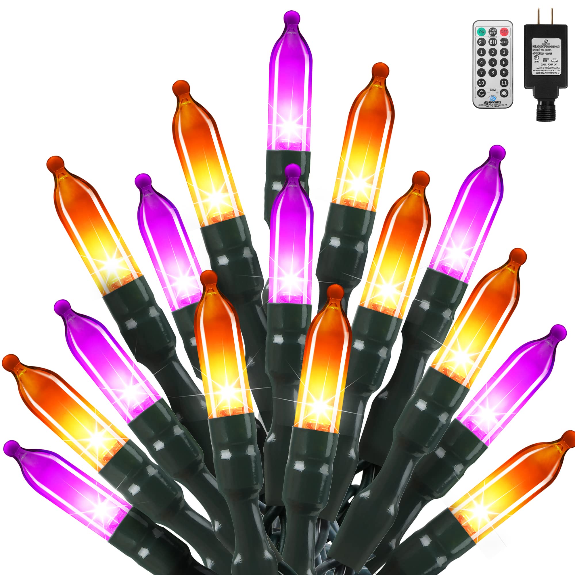 500 LED Halloween String Lights - 164ft Waterproof Outdoor/Indoor Decor with Timer & 11 Modes (Orange & Purple) for Home, Party, Garden, Porch, Yard - Perfect for Halloween, Christmas, and Holiday Decorations