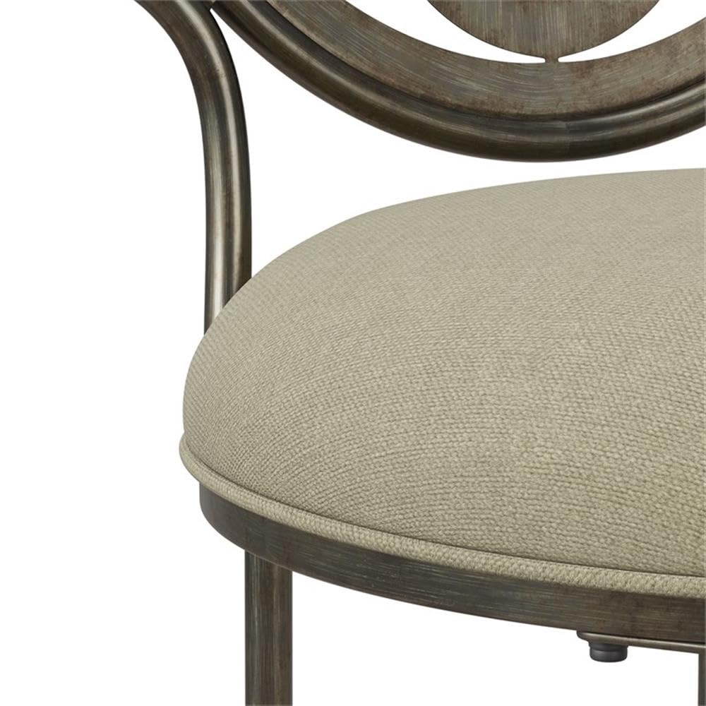 Hillsdale Marsala Metal Vanity Stool with Circular Geometric Back Design - Gray Makeup Stool for Bathroom, Dressing Room & Bedroom Decor | Perfect for Vanity, Makeup Area & Home Decor