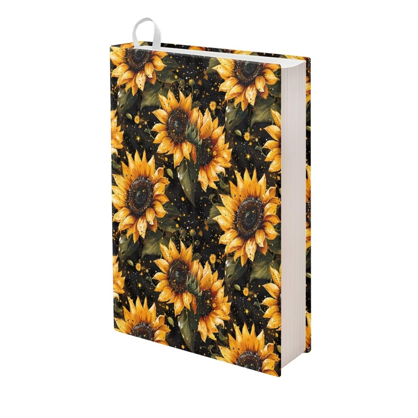 Gomyblomy Stretchable Floral Book Covers - Reusable Sunflower Print Book Sleeves for Textbooks (Fits 9x11 Inch Hardcover Books) - Perfect School Supplies for Protecting Novels, Workbooks & Binders
