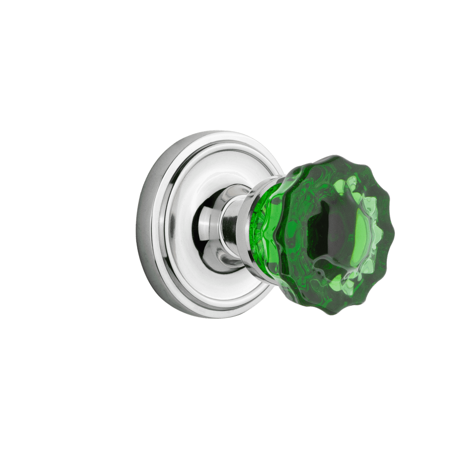 Vintage Style Rosette Cabinet Knob with Emerald Crystal Accent in Bright Chrome Finish - Perfect for Kitchen Cabinets, Dressers & Home Decor