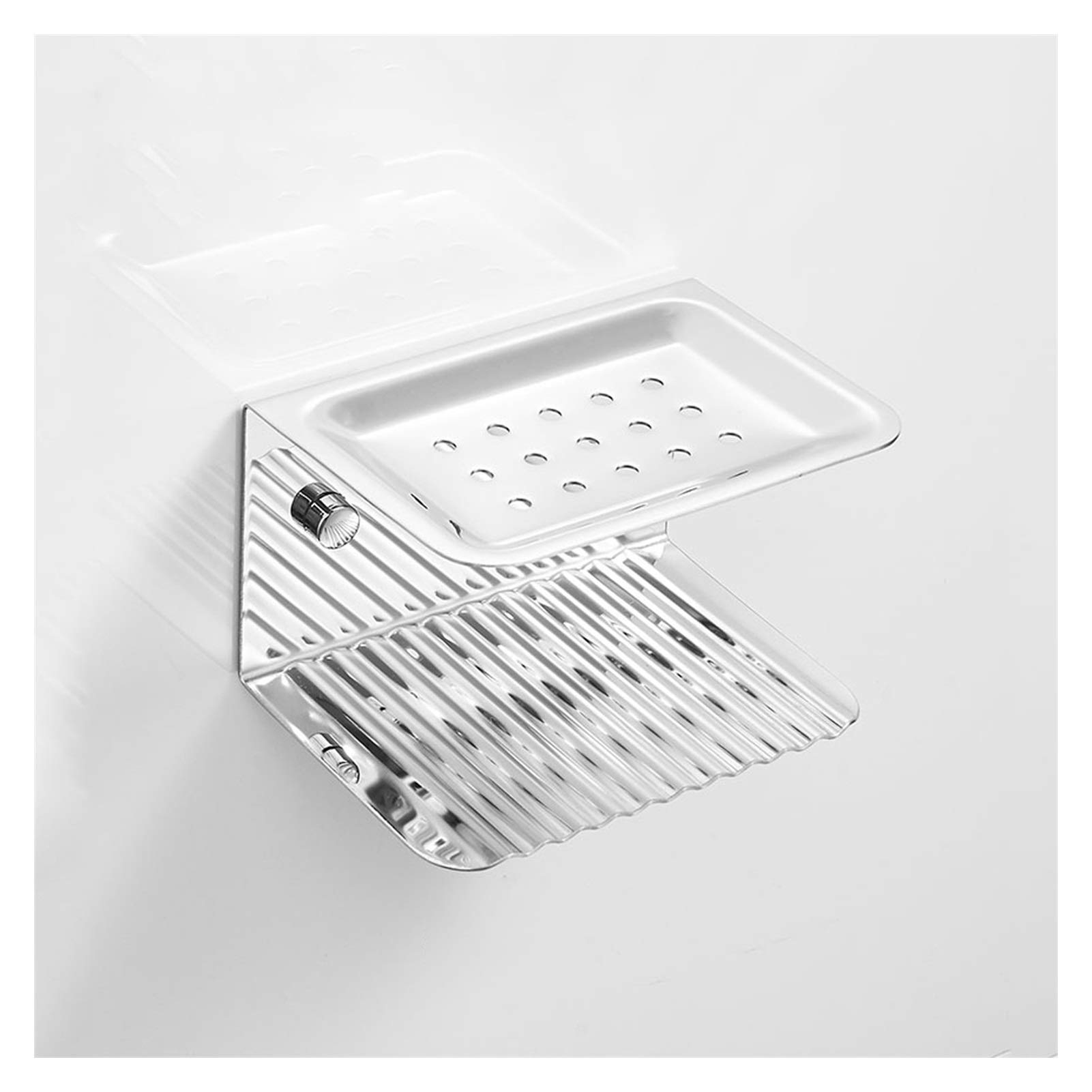 Stainless Steel Soap Dish with Storage Layer - Wall Mounted Double Layer Soap Holder for Bathroom, Kitchen & Shower - No Drill Installation (Mirror Finish) - Perfect for Bar Soap Organization in Wet Areas