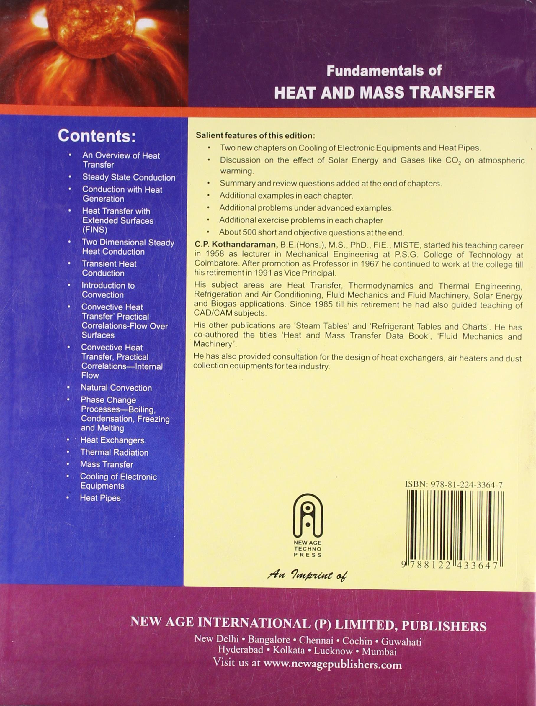 Heat and Mass Transfer Textbook by C.P. Kothandaraman - Paperback Edition for Engineering Students & Professionals | Thermodynamics Study Guide for Mechanical & Chemical Engineering Courses