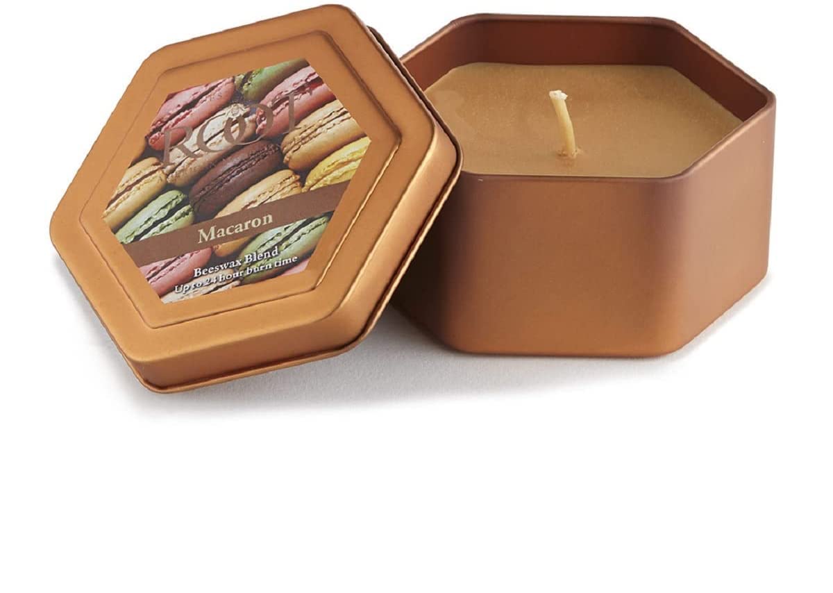 Premium Root Candles - Highly Fragranced Gourmet Beeswax Blend Scented Candle, 4-Ounce Travel Size, Macaron Scent | Perfect for Home Relaxation, Spa Days & Gift Giving