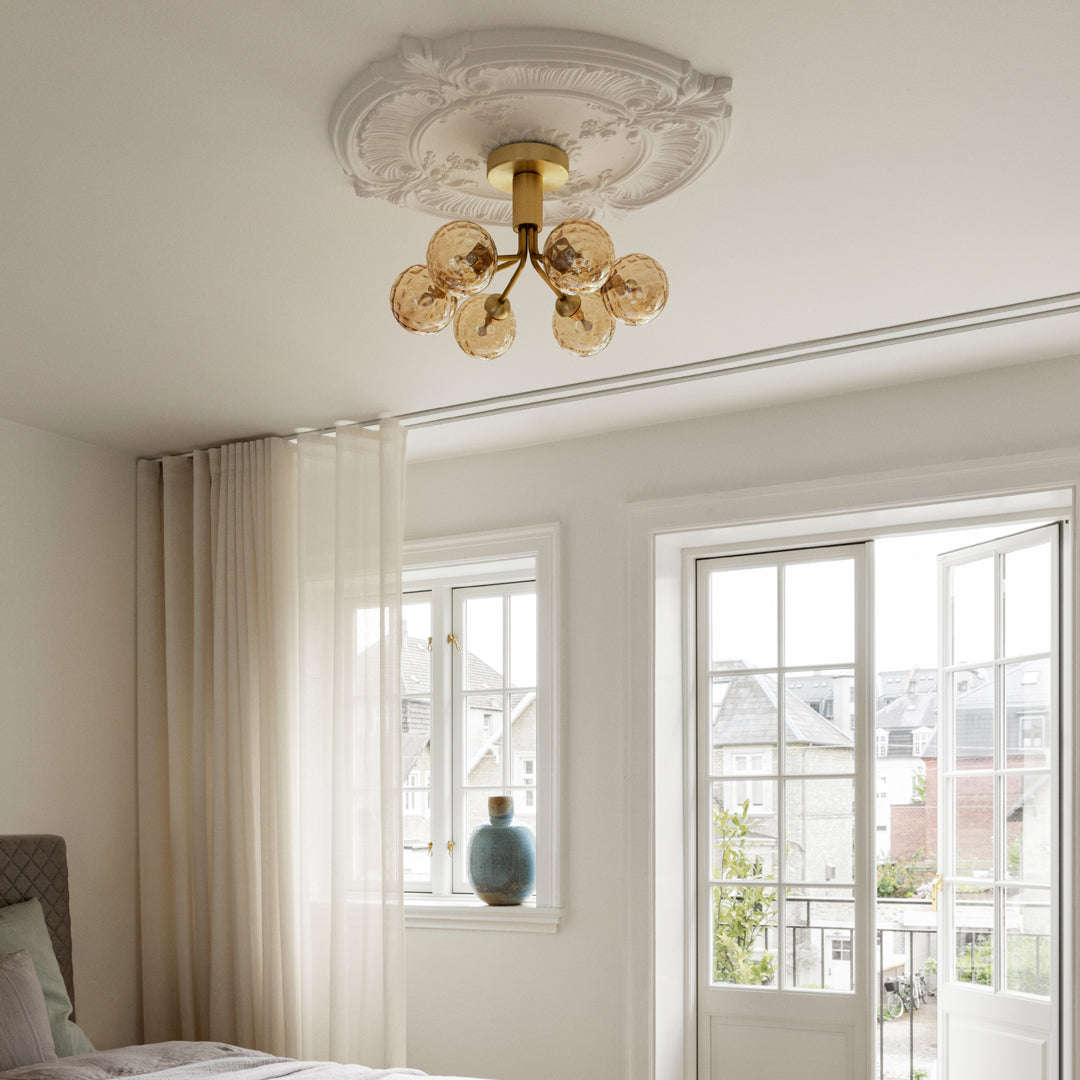 Apiales 6-Light Modern Ceiling Fixture - Brushed Nickel Finish, Dimmable LED Chandelier for Dining Room, Bedroom, or Living Room Lighting