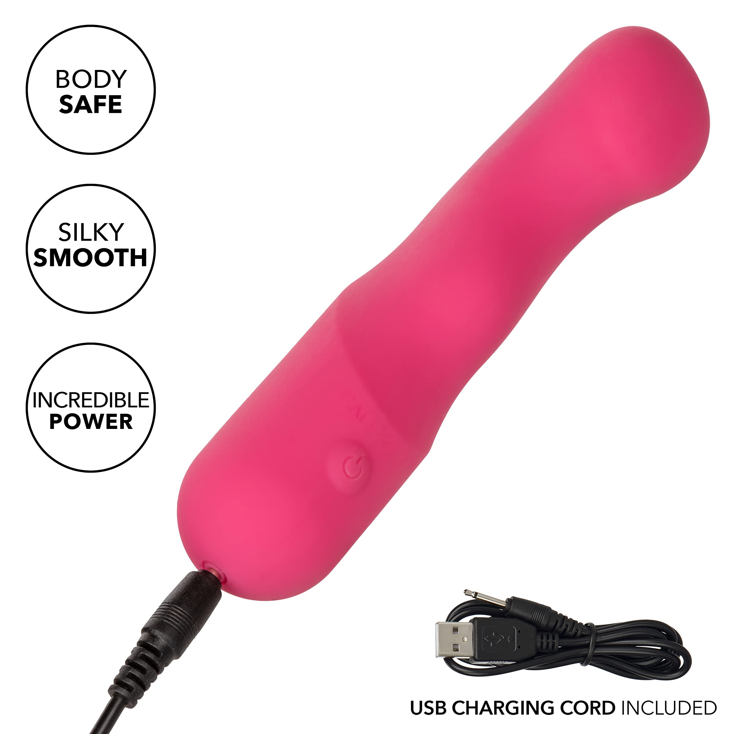 CalExotics Liquid Silicone Pixies Curvy - Rechargeable Mini Vibrator for Women - Waterproof Travel Sex Toy - Discreet & Powerful Personal Massager - Perfect for Solo Play, Couples & Travel - Pink