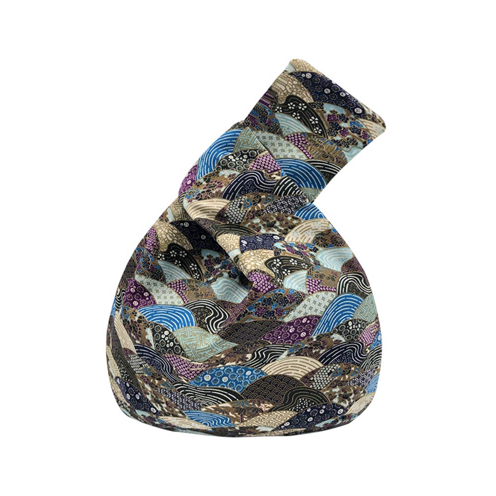 Japanese Pattern Cotton Wrist Bag Sleeve Knot Pouch - Portable Canvas Tote Purse for Women, Men, Teens - Perfect Gift for Girlfriend, Wife, Boyfriend - Great for Travel, Shopping, Work & Daily Use