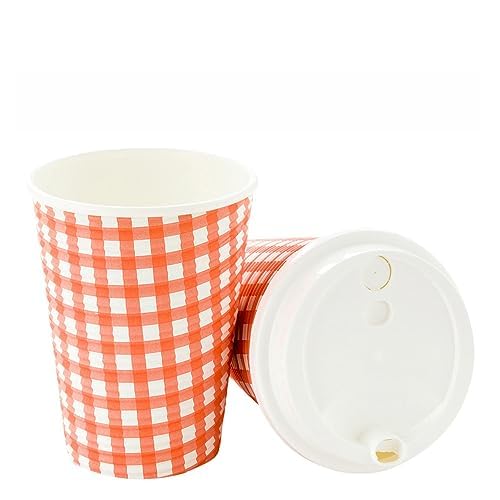 Restaurantware 12oz Disposable Coffee Cups - 500 Pack Spiral Wall Hot Paper Cups for Coffee, Tea & Hot Beverages | Insulated Picnic Design with Rolled Rim (Lids Sold Separately) | Perfect for Cafes, Offices, Parties & Outdoor Events