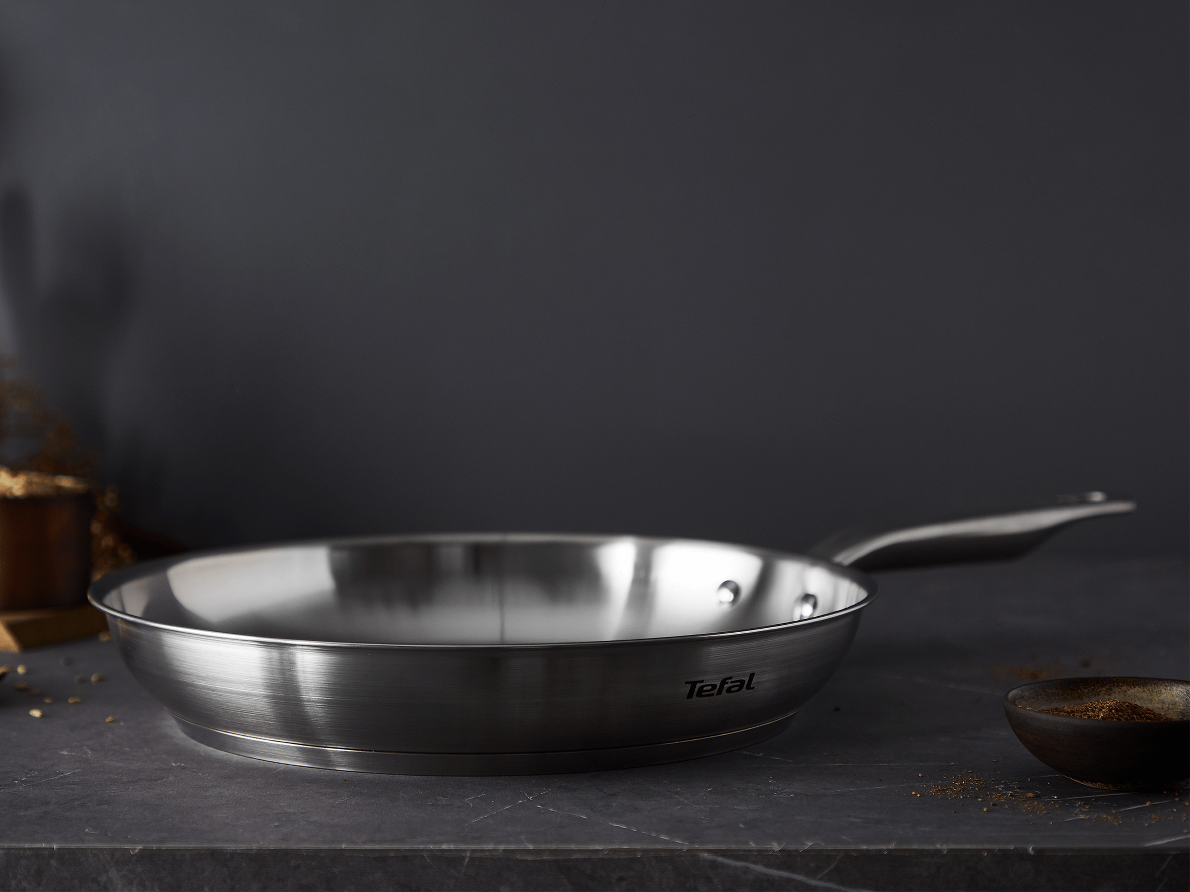 Tefal Virtuoso Induction Stainless Steel Uncoated Frypan 28cm - Professional Cookware for Gas & Induction Stoves - Perfect for Searing, Frying & Sauteing at Home or Restaurant