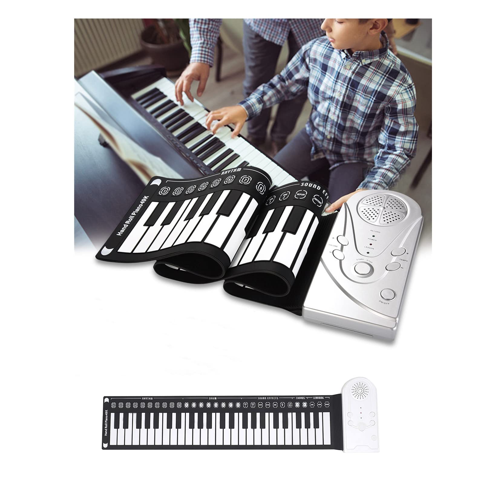 **Lanhui 49-Key Electronic Soft Keyboard Piano - Portable & Flexible Roll-Up Silicone Rubber Piano for Kids, Beginners & Adults | Perfect for Home Practice, Travel & Gifting**
