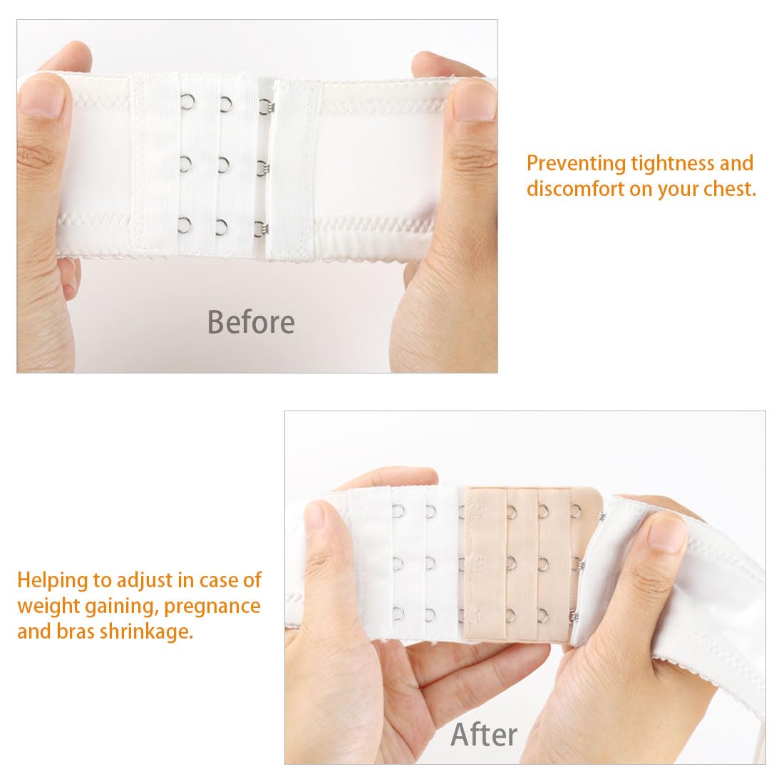 uxcell Black 3x6 Hook & Loop Tape Bra Extender - 3 Pack for Comfortable Underwear & Lingerie Adjustment | Perfect for Tight Bras, Maternity Wear & Back Pain Relief