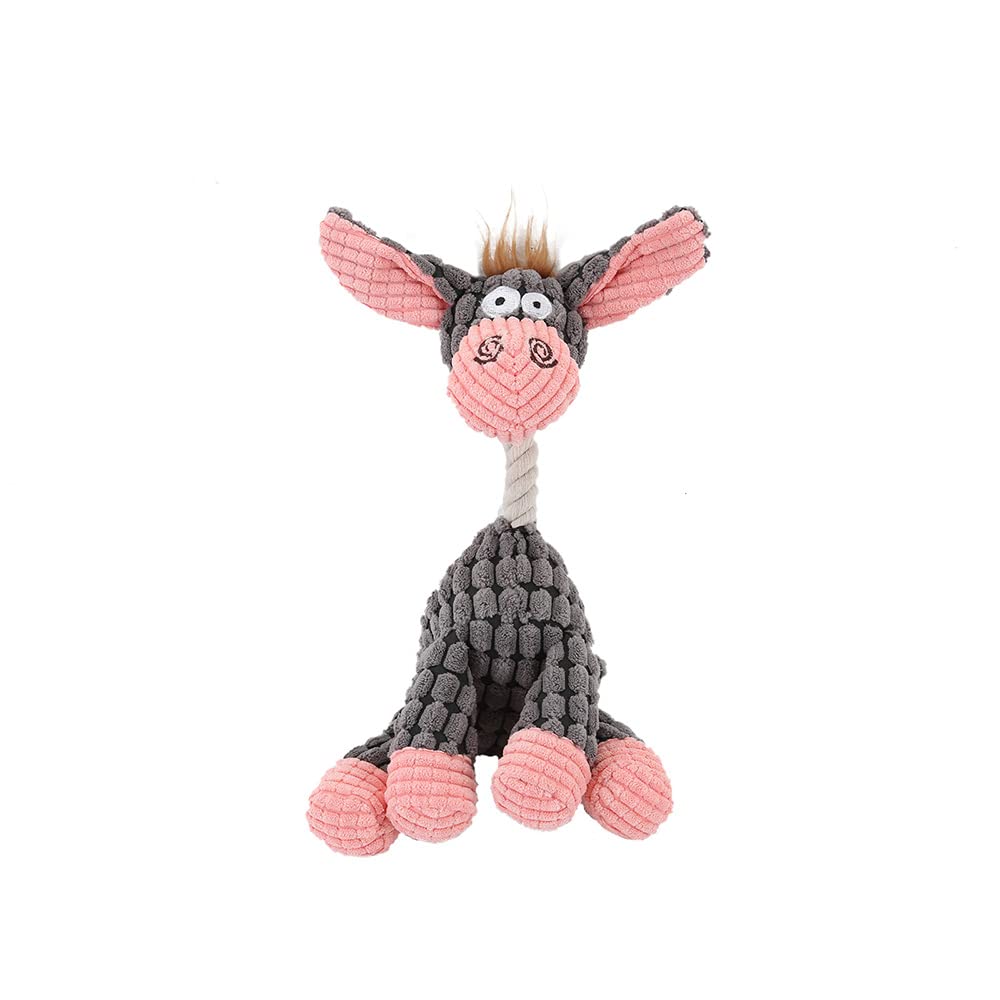 Durable Corduroy Dog Chew Toy - Donkey Shaped Teething Plush for Small Dogs | Pet Training Supplies & Puppy Teething Relief | Perfect for Playtime, Anxiety Relief, and Dental Health
