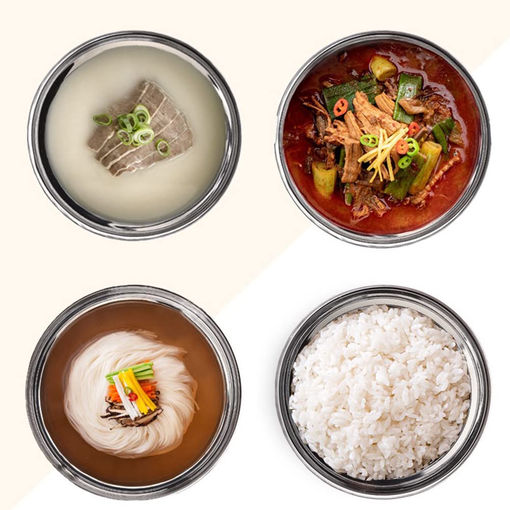 Premium Vacuum Insulated Double Wall Stainless Steel Korean Naengmyeon Bibimbap Bowl Set - 4 Pack (20cm) - Perfect for Cold Noodles, Rice Bowls & Meal Prep - Ideal for Home, Restaurants & Picnics