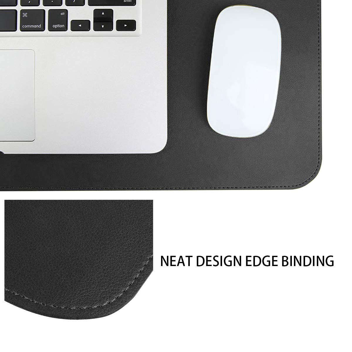 Eco-Friendly Cork & Leather Desk Mat - Waterproof Office Pad for Work & Gaming (Black, 24x12Inch)