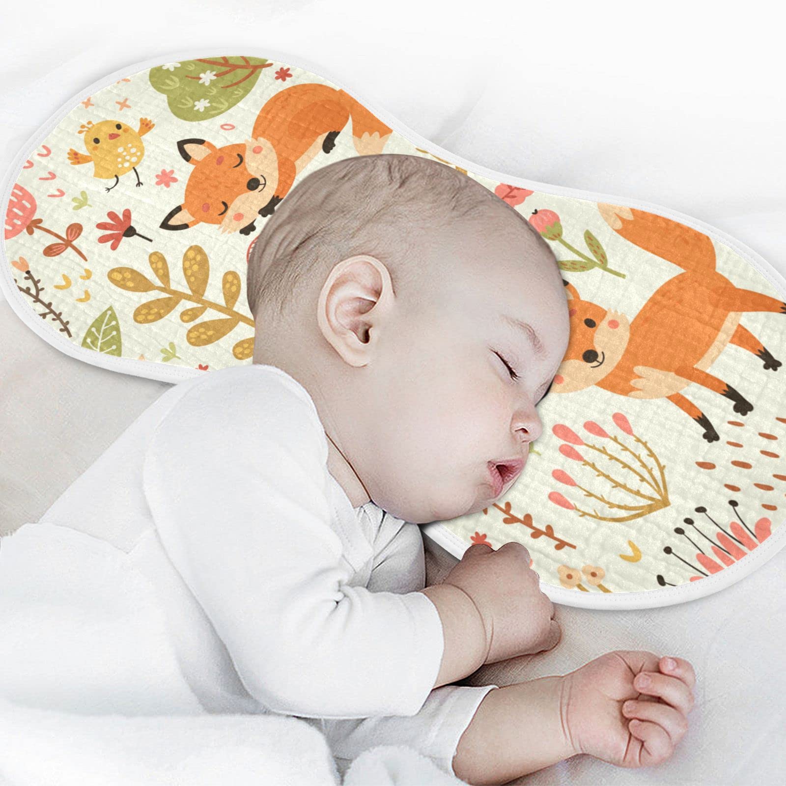 Kigai Fox and The Flower Muslin Baby Burp Cloths - Ultra Soft & Absorbent Cotton Muslin Burp Cloths Set of 2 (11x22 Inch) | Newborn Washcloths, Face Towels & Bibs for Boys & Girls | Perfect for Feeding, Burping & Gentle Skin Care