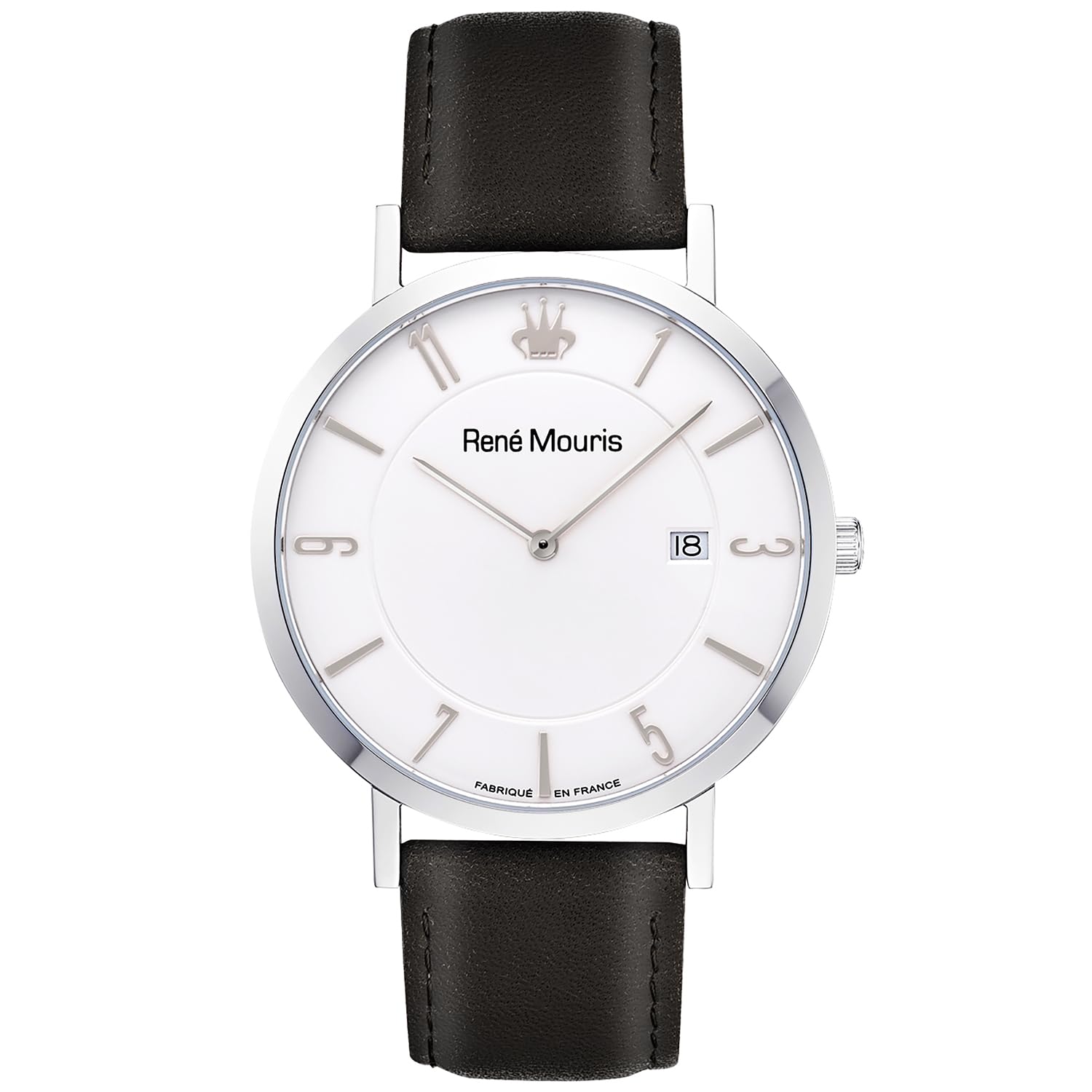 René Mouris L'Emporter Men's Quartz Watch - 41mm 316L Stainless Steel Case, Sapphire Coated Mineral Crystal, 50M Waterproof with Italian Leather Strap | Classic Dress Watch for Business, Office & Formal Occasions