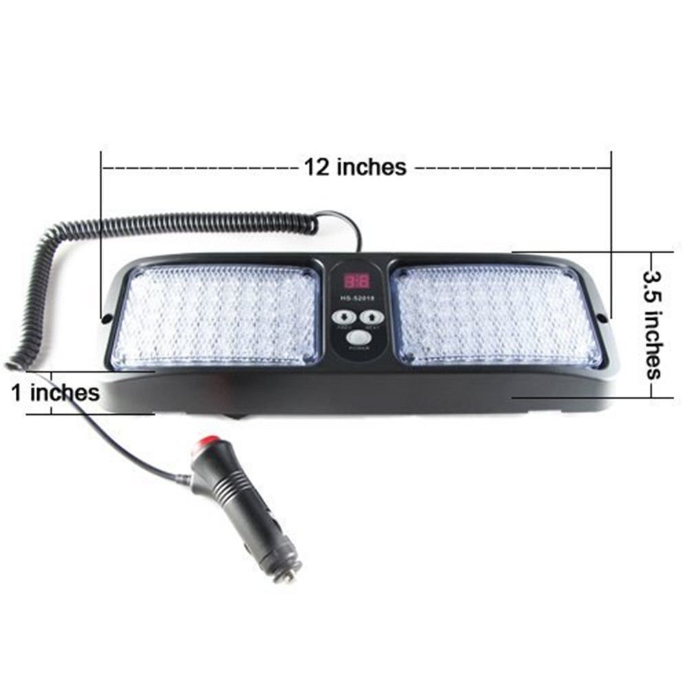 HEHEMM 86 LED 12V Automotive Emergency Strobe Lights - Flashing Hazard Warning Light with 12 Modes for Sun Visor, Fits Trucks, Boats & Cars (Blue) | Perfect for Roadside Emergencies, Construction Zones & Marine Safety