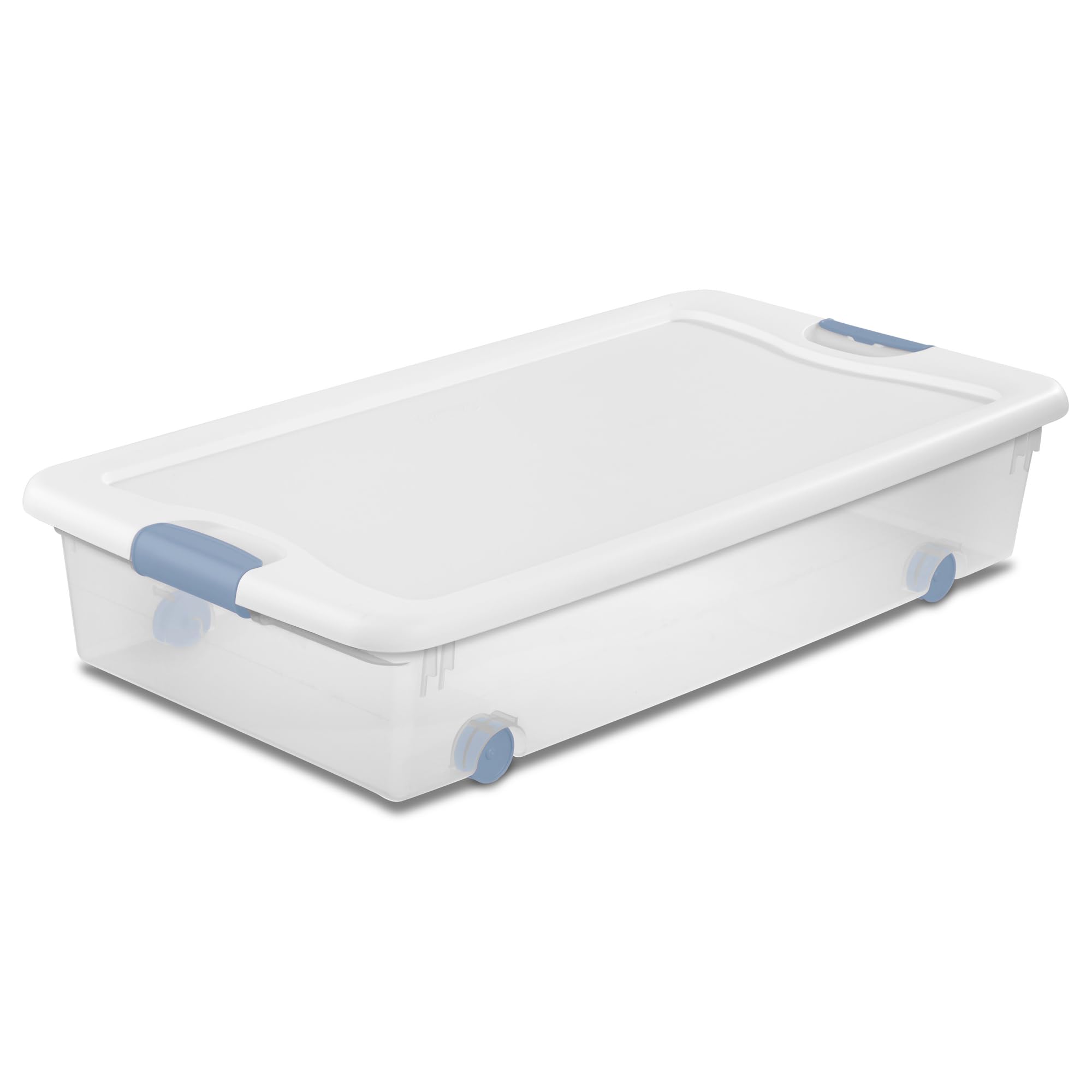 Sterilite 8-Pack Clear Plastic Under Bed Storage Bins with Lids - 56 Quart Latching Box for Clothes, Toys, Blankets & Seasonal Items - Space Saving Bedroom & Closet Organization Solution