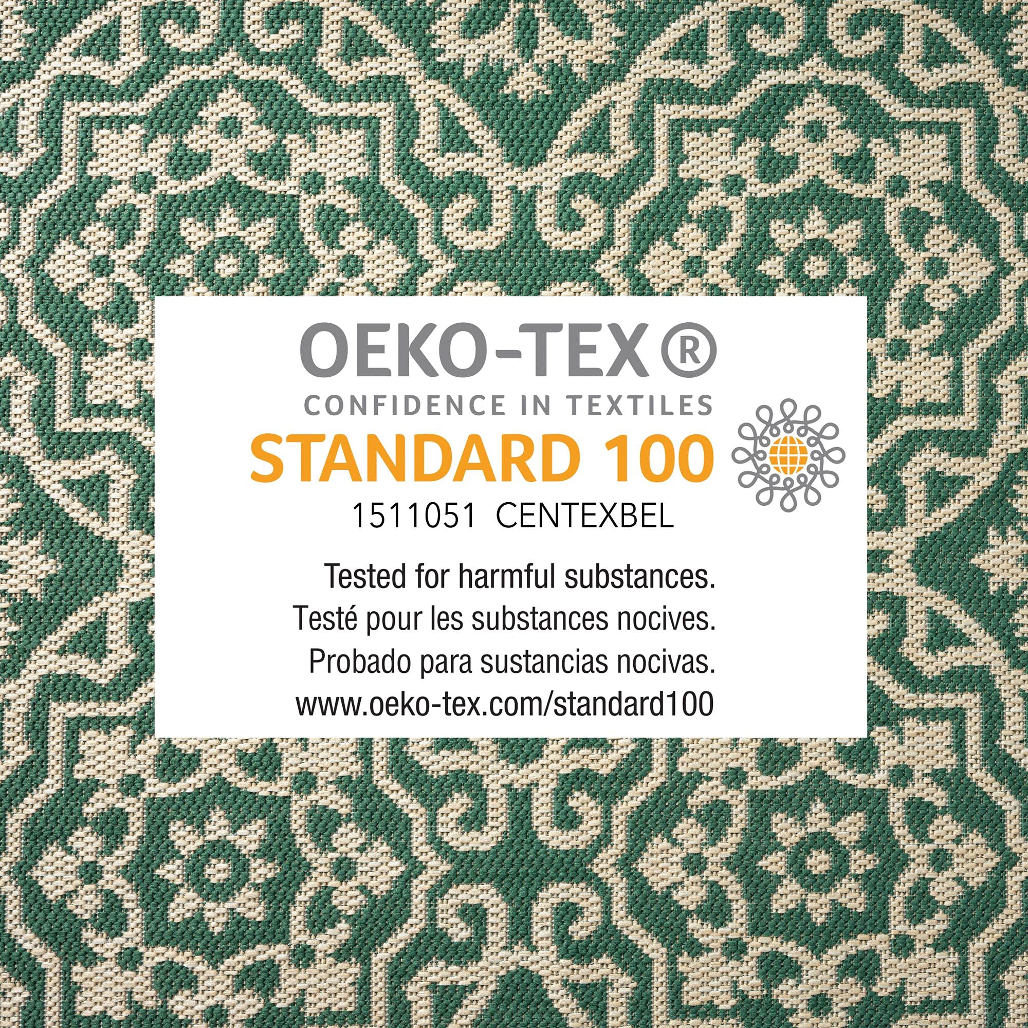 Nicole Miller New York Patio Country Danica Transitional Geometric Indoor/Outdoor Area Rug - Green & Beige - 7'9