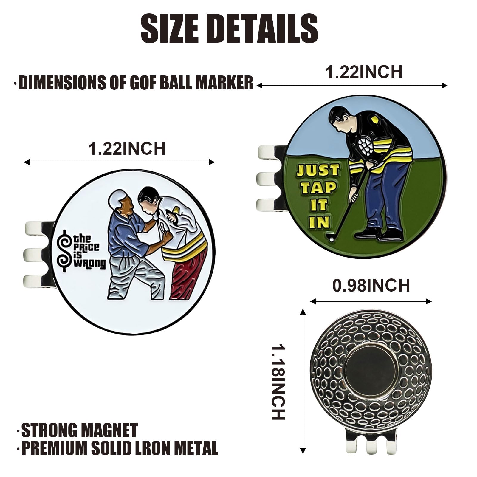 2Pcs Magnetic Golf Ball Marker & Hat Clip Set - Durable Golf Accessories for Men & Women - Perfect for Golf Hats, Bags & Gifts - Fun Unique Golf Gifts for Golf Lovers (Ideal for Course Play & Practice)