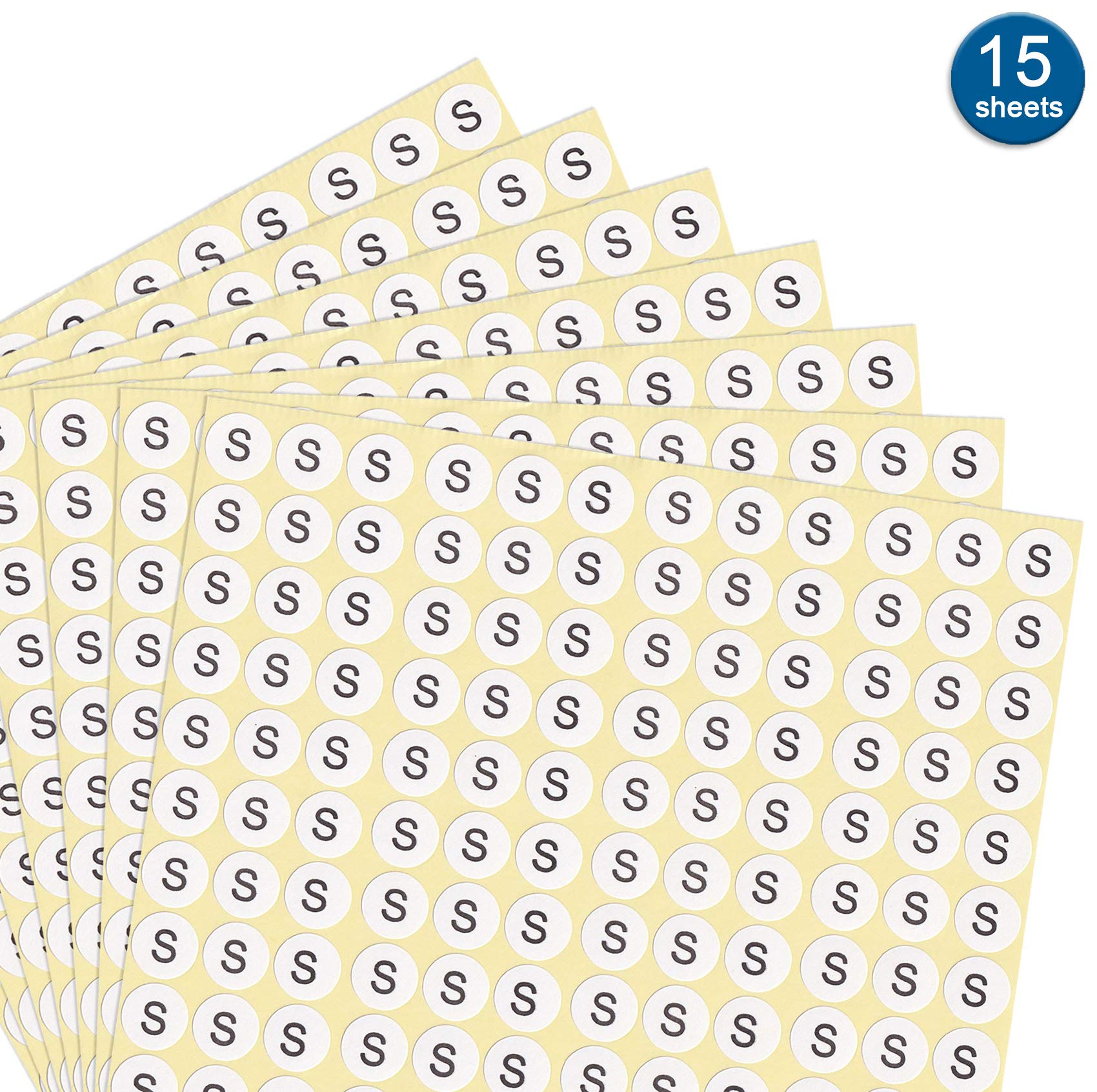 DealzEpic - Letter S Alphabet Stickers - 15 Sheets Small Round Self-Adhesive Paper Labels for Scrapbooking, DIY Crafts & Organizing