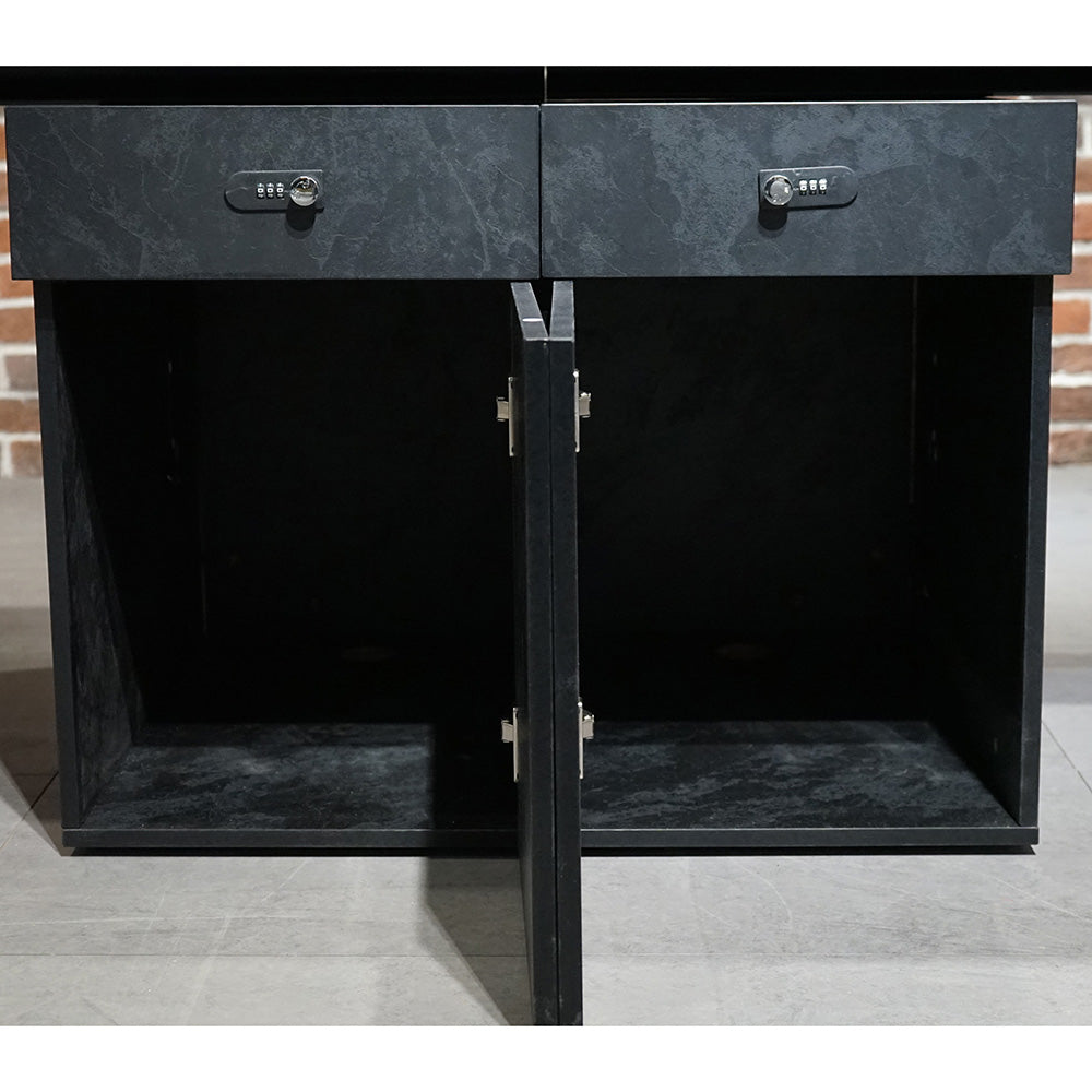 DOLAN 2-Seater Workstation Desk 2.8m Black Concrete - Modern Office Furniture for Home & Workspace, Perfect for Shared Desks in Small Offices or Study Rooms