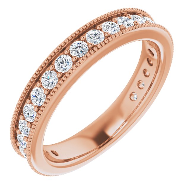 0.75 Carat Round Cut Diamond Milgrain Wedding Band for Women - Elegant Bridal Ring, Anniversary Gift, Promise Ring for Her - Perfect for Engagements, Weddings & Special Occasions