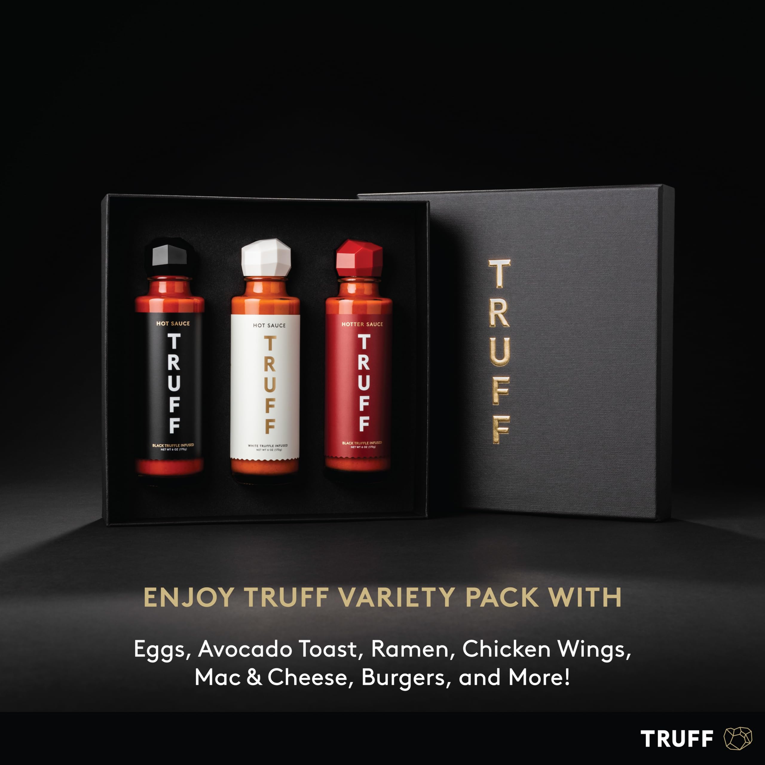 TRUFF Hot Sauce Variety Pack - Original, Hotter & White Edition (3 Bottles, 6oz Each) | Gourmet Truffle-Infused Hot Sauces for Cooking, Gifts & Spicy Food Lovers