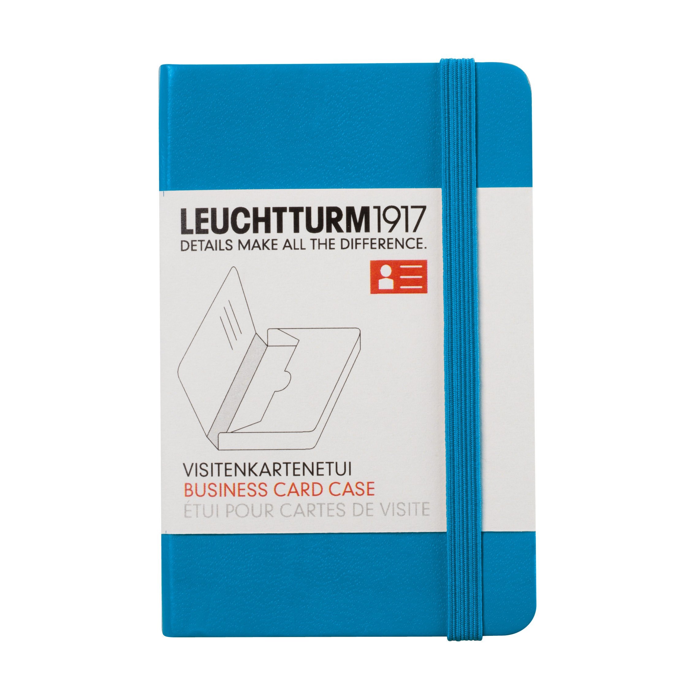 Leuchtturm1917 350143 Azure Business Card Holder - Premium Leather Wallet for Credit Cards & IDs - Perfect for Office, Travel & Everyday Use