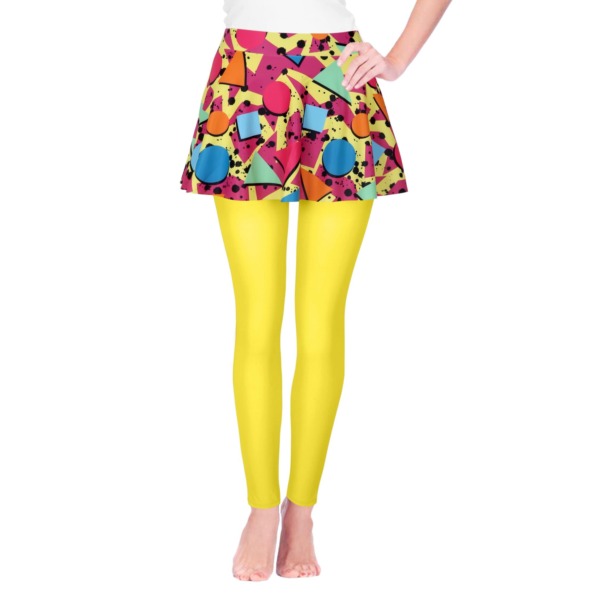 DANGCOS Women's Tennis Skirted Leggings - 80s 90s Retro Workout Outfits, Yoga Leggings with Skirt for Running, Gym & Tennis | High Waisted Athletic Skorts for Women