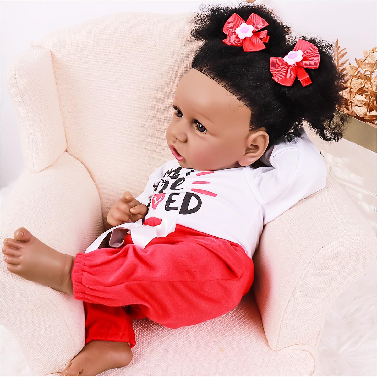 22 Inch Realistic African American Reborn Baby Doll - Lifelike Soft Body Newborn Doll for Kids Age 3+ | Perfect Gift, Role Play, Nursery Decoration & Collectible