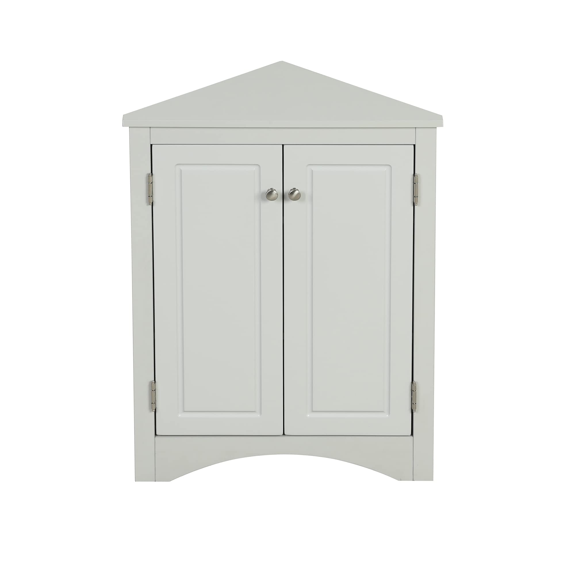 Merax Grey Freestanding Corner Cabinet with Adjustable Shelves & 2 Doors - Perfect for Living Room, Bedroom, or Office Storage Organization