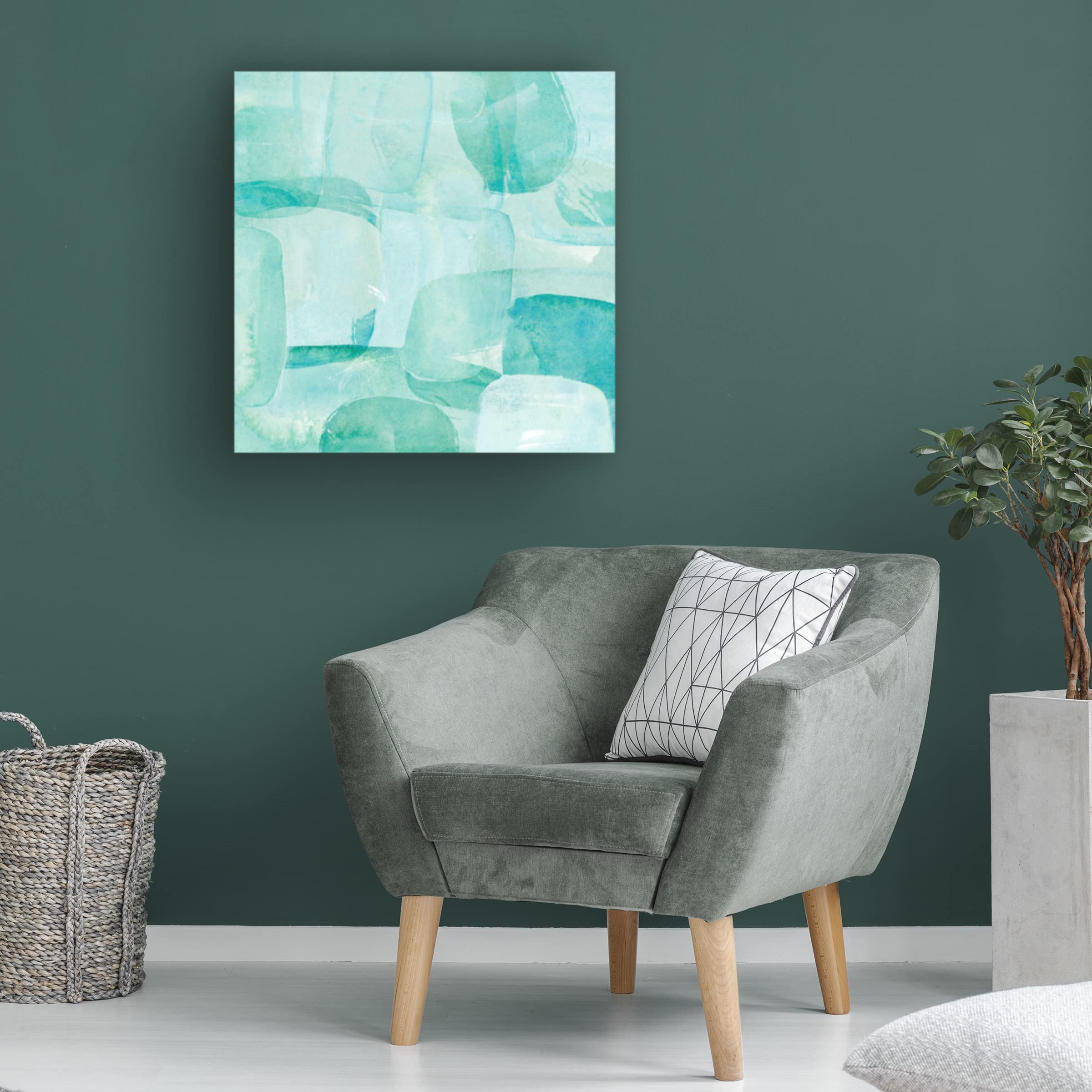 Annie Warren 'Sea Glass Reflection II' 35x35 Canvas Wall Art - Modern Coastal Home Decor for Living Room, Bedroom & Office