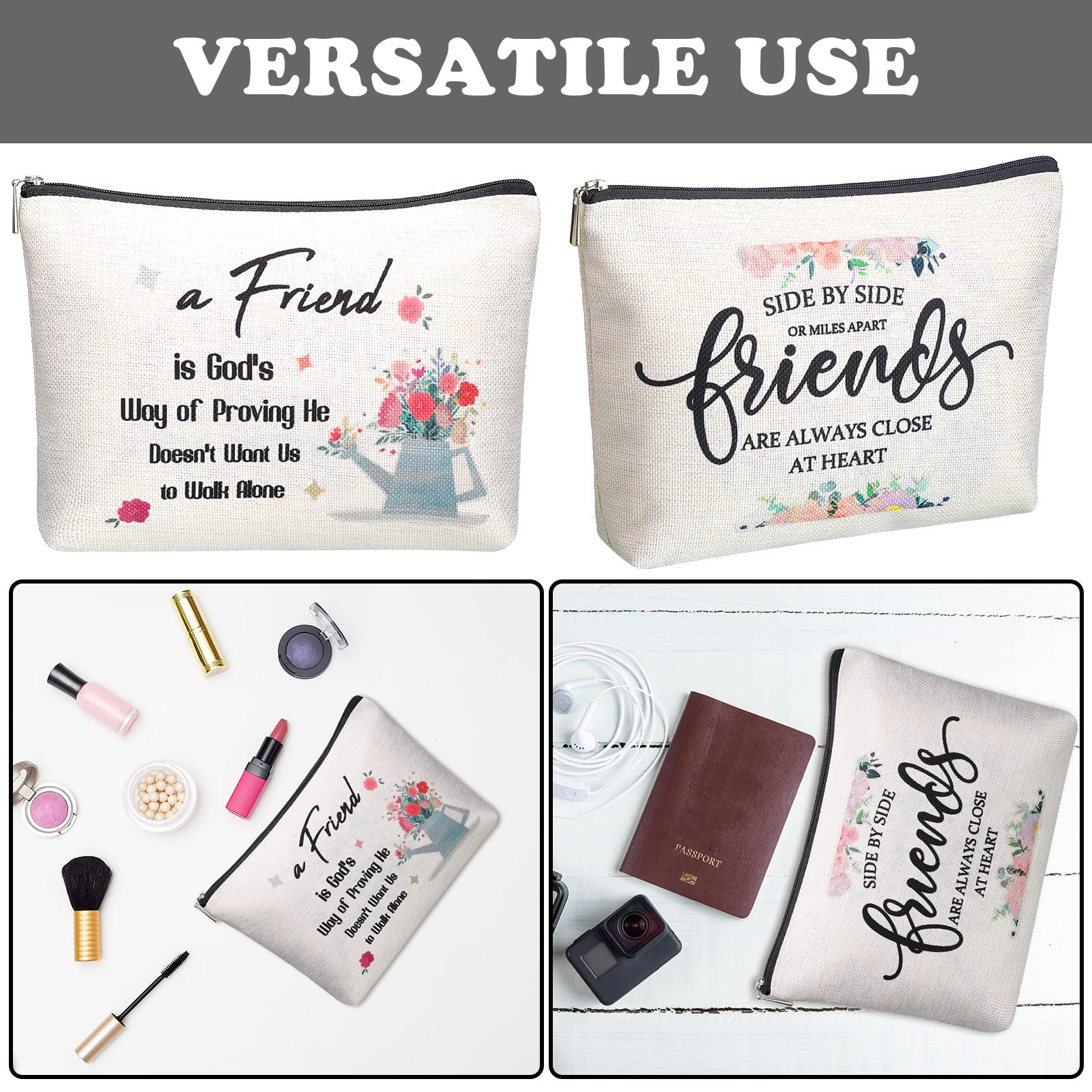 Xuniea 6-Piece Girls Trip Gift Set - Cosmetic Bags for Women, Friendship Makeup Travel Cases with Portable Zipper - Perfect for Graduation, Birthday & Bachelorette Parties - Ideal for Travel, Spa Days & Girls Getaways